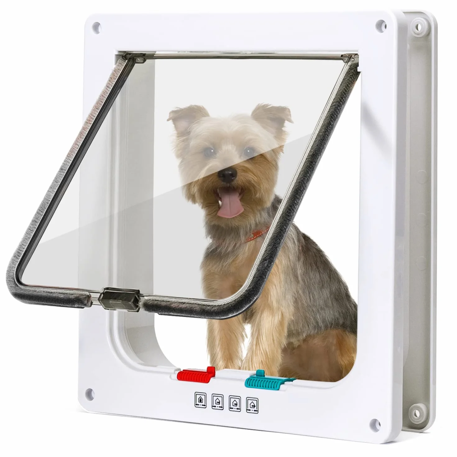 Nobleza - Gattaiola per Gatti e Cani, Porta per Gatti a 4 Vie con Magnete, Entrata e Uscita Controllabile Porta Scorrevole per Finestra di Sicurezza per Animale Domestico (Bianca, L)