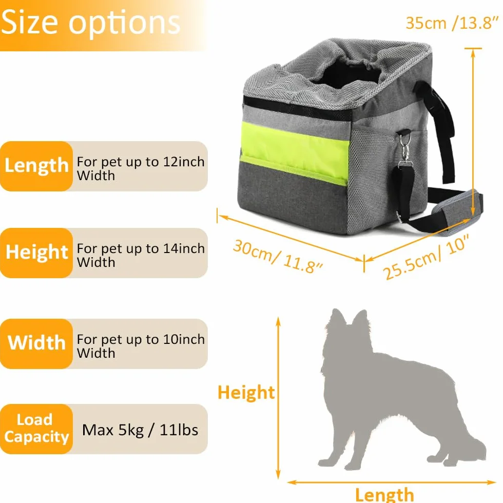 Cestino per Bicicletta Animale Domestico, Cestino Anteriore per bici Multiuso per Animali Domestici Max 5 kg, Staccabile Borsa da Bicicletta per Cani