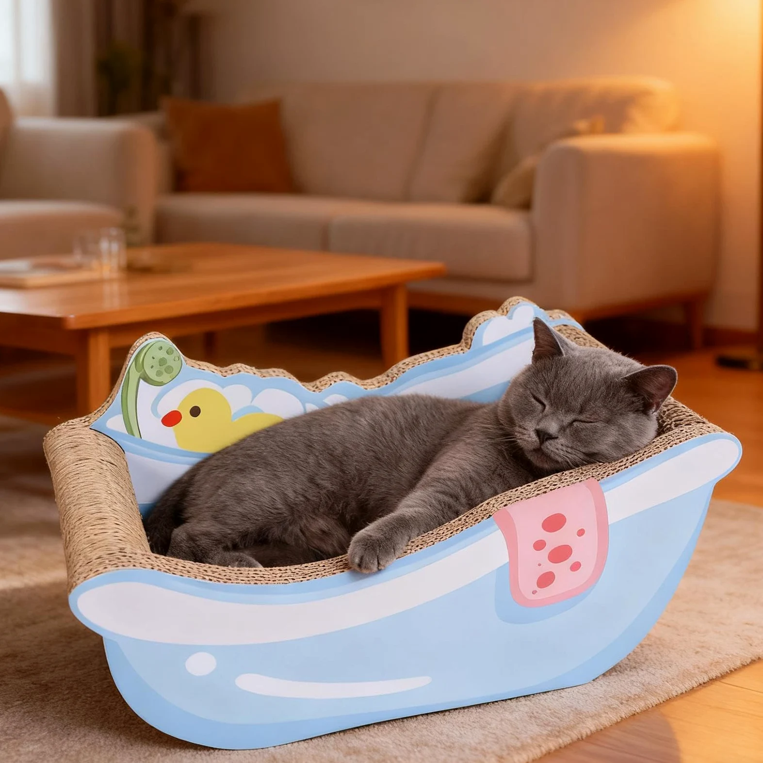 Piccolo Letto per Gatti | Carino con Gratta - Piccolo Letto Cane E Tiragraffi Gatto | per Gattini Cuccioli Cane Animali Domestici Interno Soggiorno Balcone Appartamento