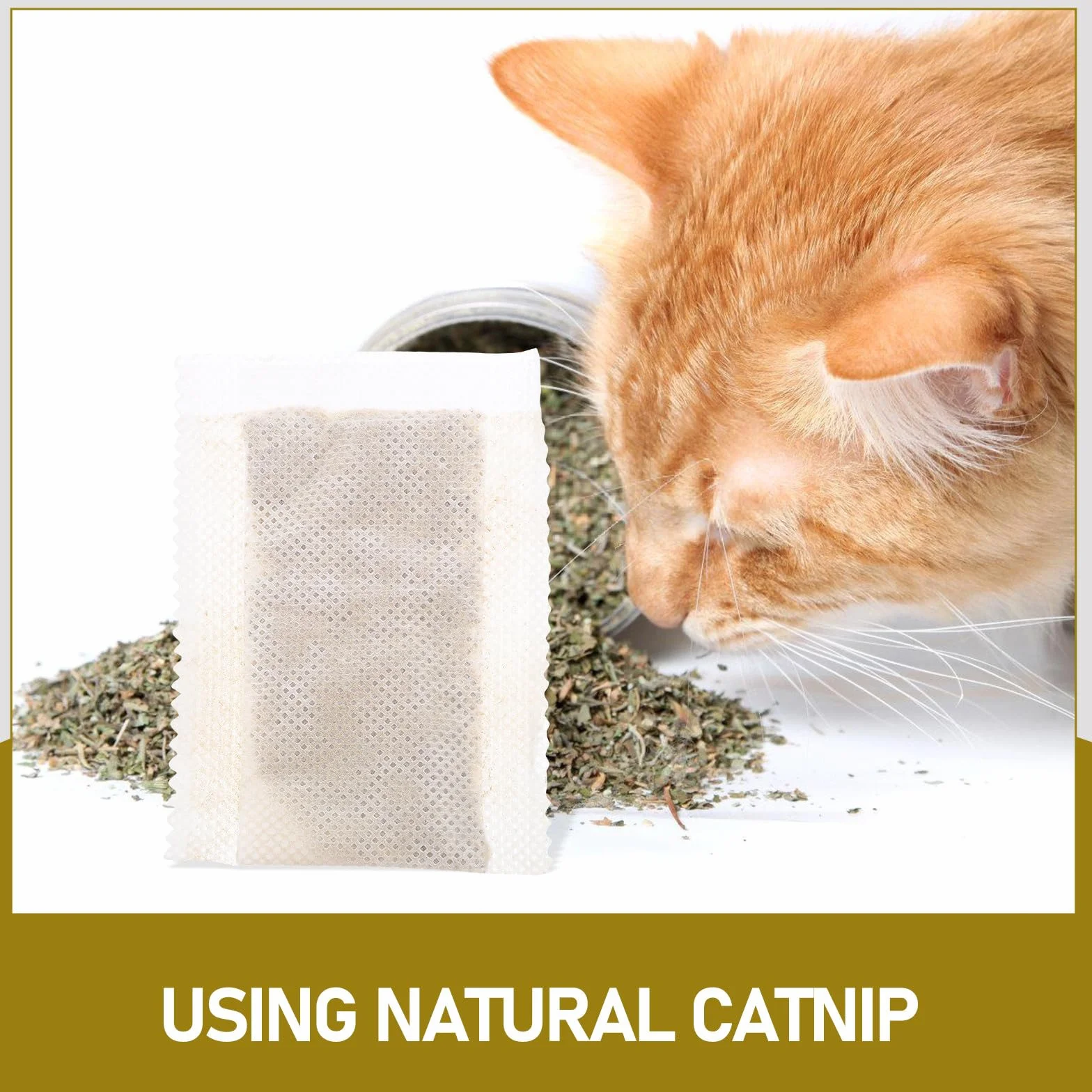 Bustine di tè al Catnip per Gatti Beige 10 2g Ciascuna, Ricarica Naturale per Giocattoli e Cuscini Tono Dell'umore dei Gatti