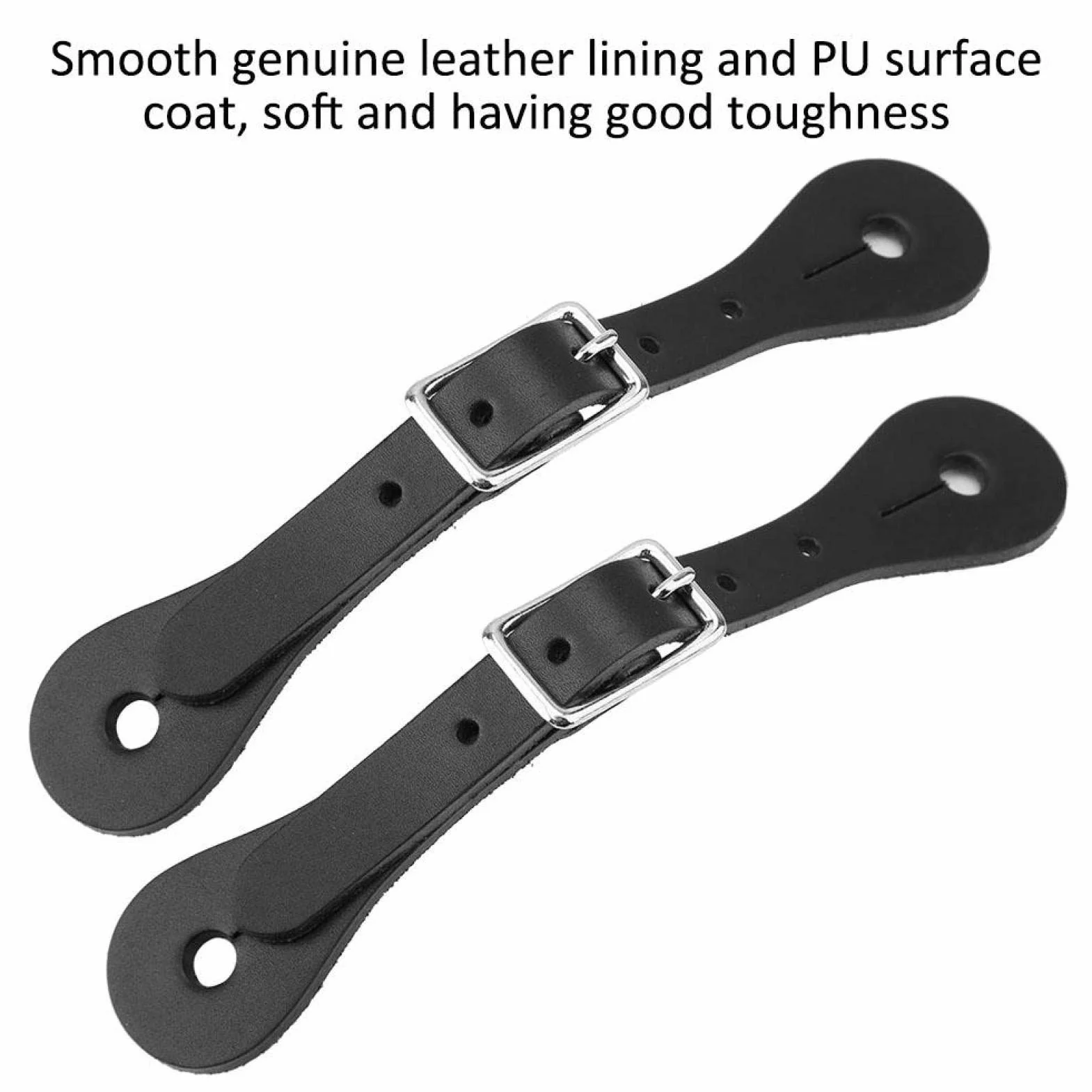 Wosune Cinturino per sperone per Cavallo, Cinturino per Cavallo Accessori per Equitazione Leatherw 1 Paio per Cintura per Equitazione per Cintura in Pelle Nera per Accessorio per Cavallo(Black)