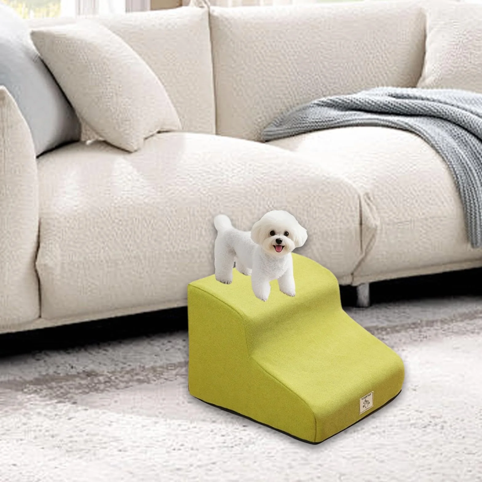Baoblaze Scala per cani a 2 gradini, rampa per animali domestici, fodera rimovibile e lavabile, scale per animali domestici per divano, auto, casa, Giallo