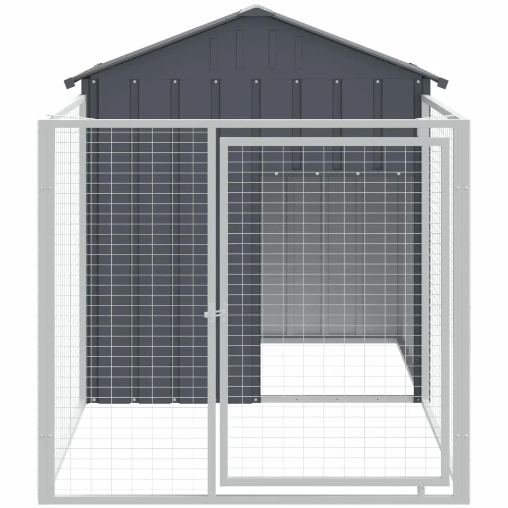 Tidyard Casetta,Cuccia,Gabbia,per Cani,da Esterno,in Acciaio Zincato,Antracite,con Recinti,117x201x123 cm,Casetta per Cani da Esterno,Cucce per Cani da Esterno,Gabbia per Cani in Acciaio,Metallo