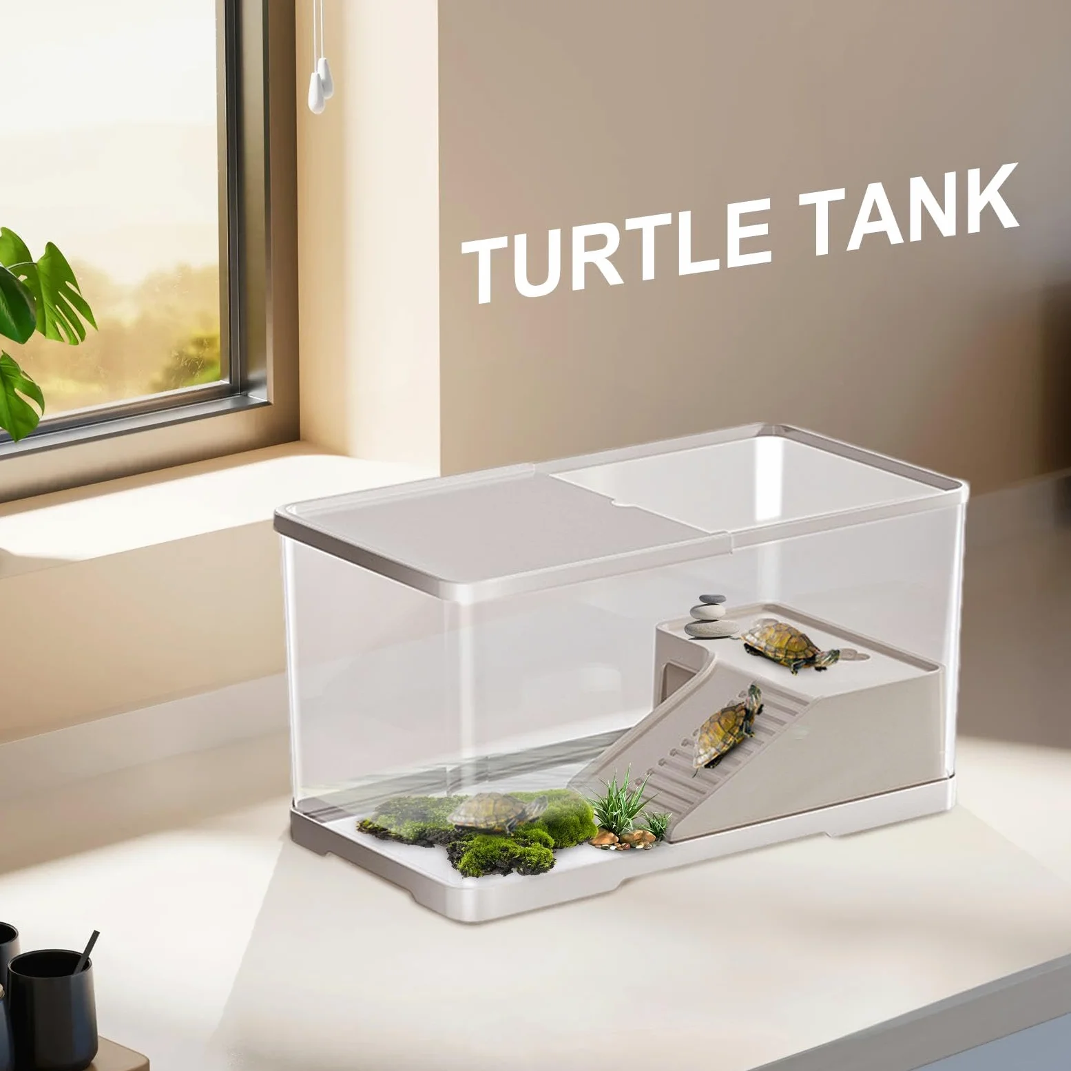 Acquario per Tartarughe Terrario Rettili Con Zona Basking | Vasca Per Rettili, Tartarughe Acquatiche, Piccoli Anfibi E Animali Acquatici