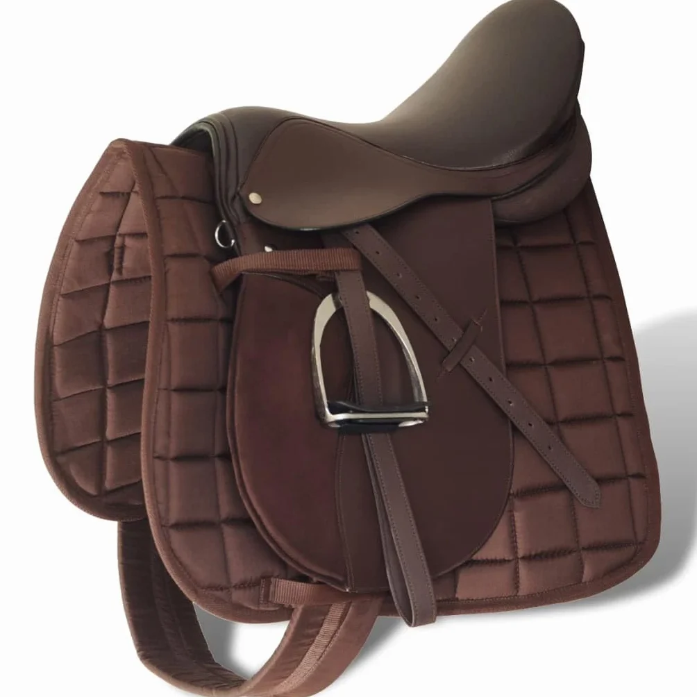 LARRYHOT Sella Equitazione 17,5" pelle naturale Marrone 12 cm 5-in-1 7,8KG