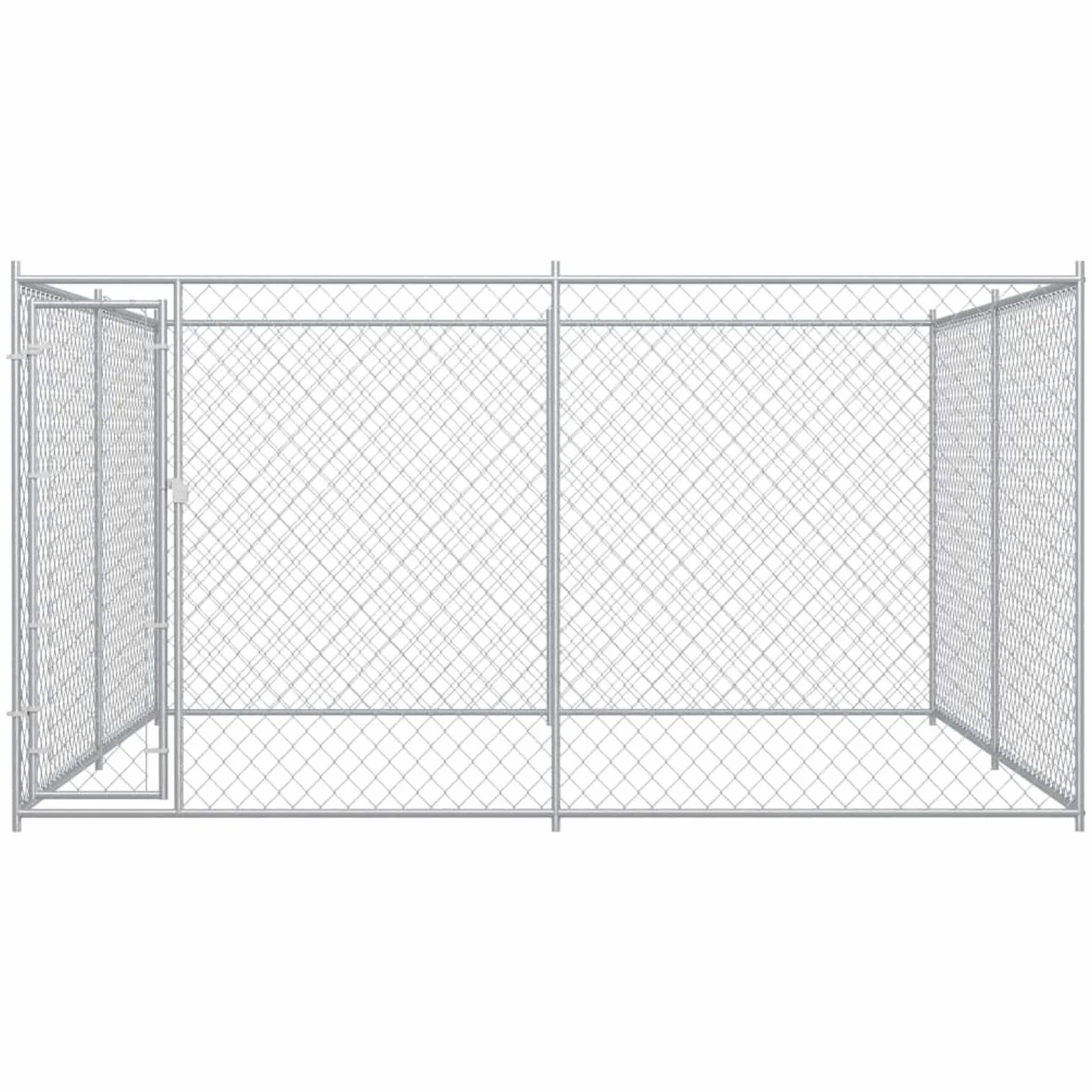 Casa per Cani Esterna, Recinto per Cani con Porta a Cerniera e Serratura, 383x383x185 cm in Acciaio Zincato, Spaziosa per Addestramento, Gioco e Sicurezza per Cani