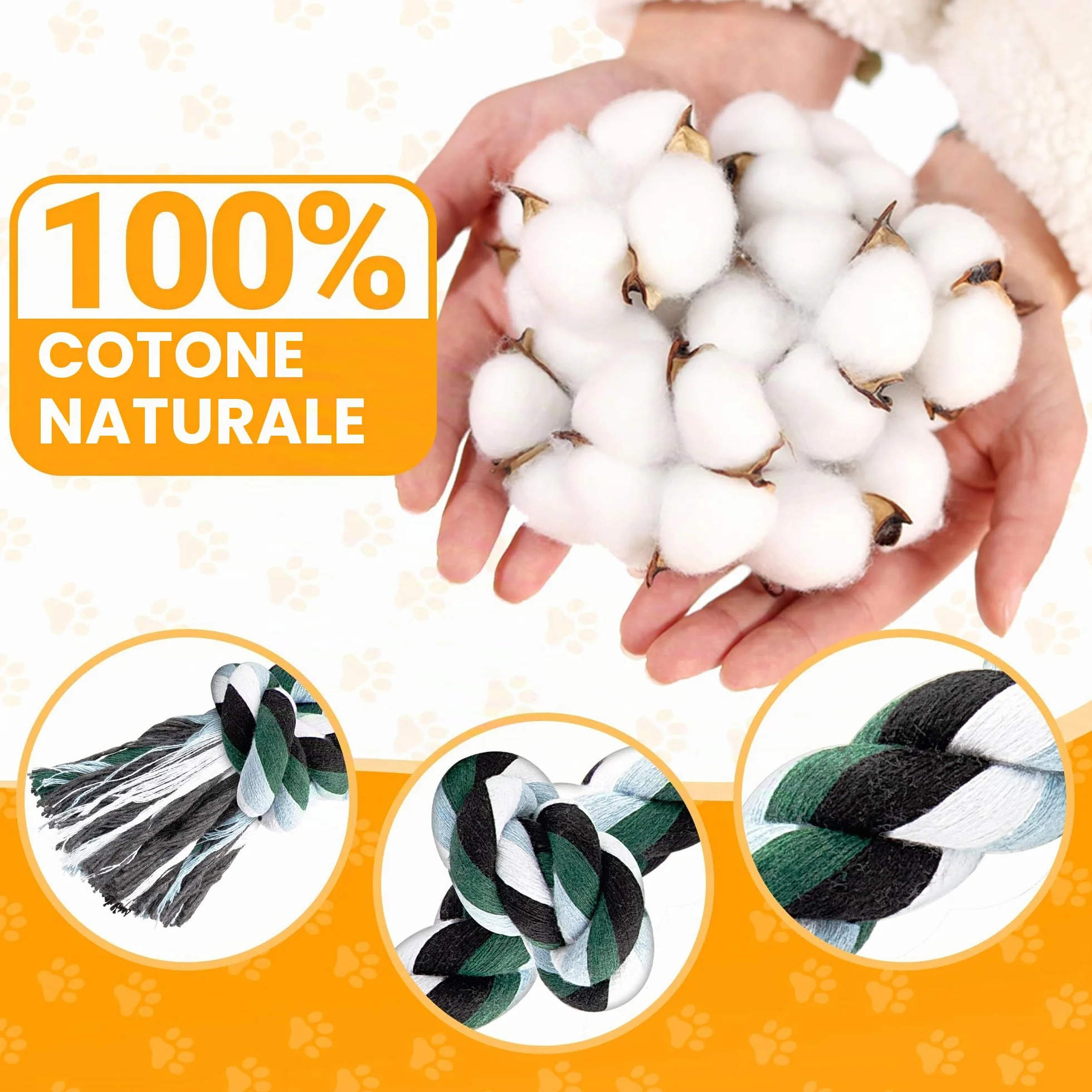 Ycozy XXL Corda Giochi per Cani Resistente 6 Nodi, 100cm Corda Giochi per Cani Grandi, Giocattolo Interattivo Cane