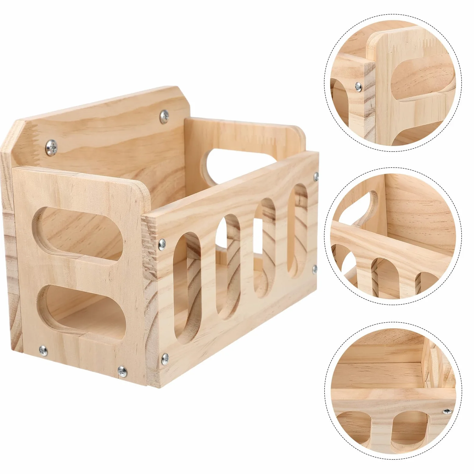 HOMSFOU Mangiatoia per Conigli in Legno Fissatore Anti Spreco, Rastrelliera per Piccoli Animali Struttura a Recinzione, Alimentatore per Gabbia Supporto Stabile per Conigli e Criceti