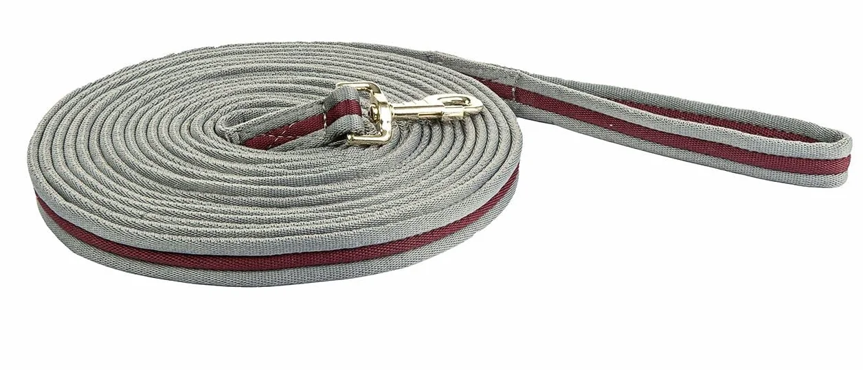 HKM Guinzaglio Morbido per longitudinale, 800 cm, Colore: Grigio Scuro/Bordeaux