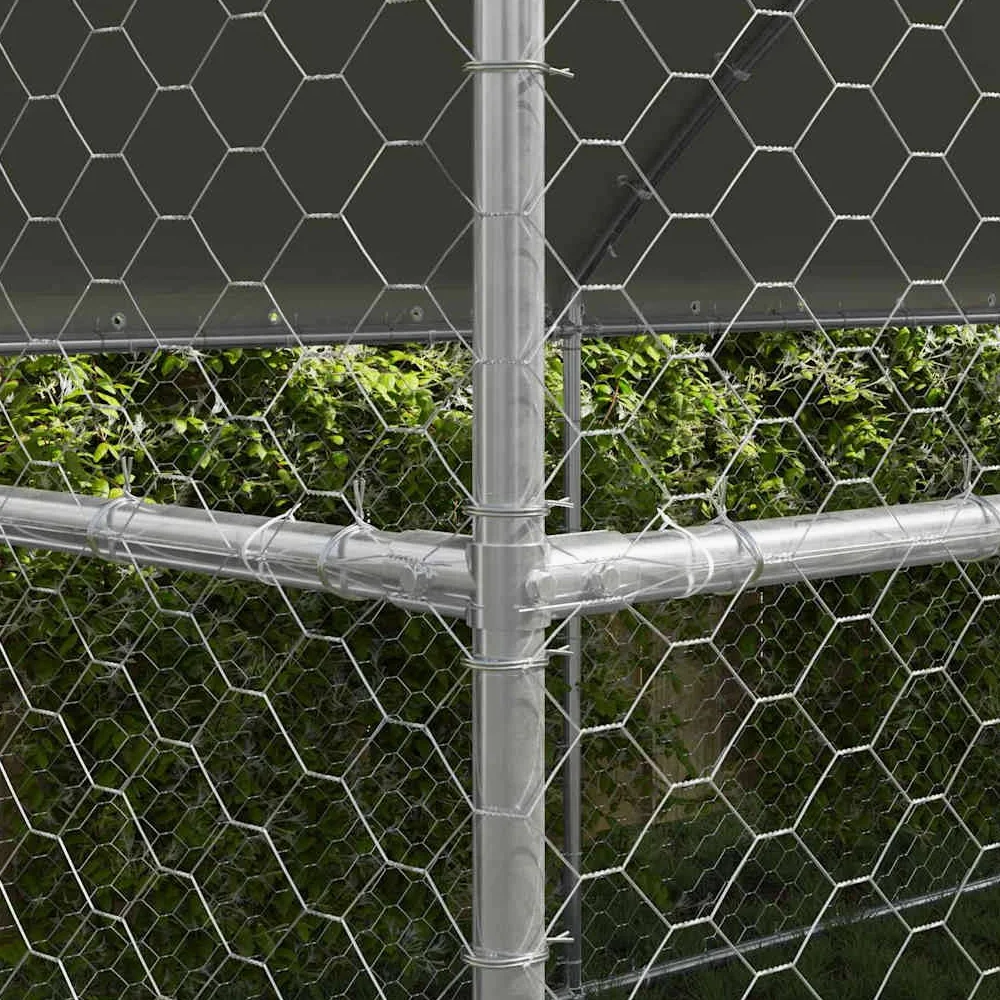Set di 3 gabbie per cani, colore argento, 600 x 200 x 200 cm, in | Robusto recinto per animali per giardino e terrazza, con tetto in polietilene e sistema di chiusura sicuro per una facile