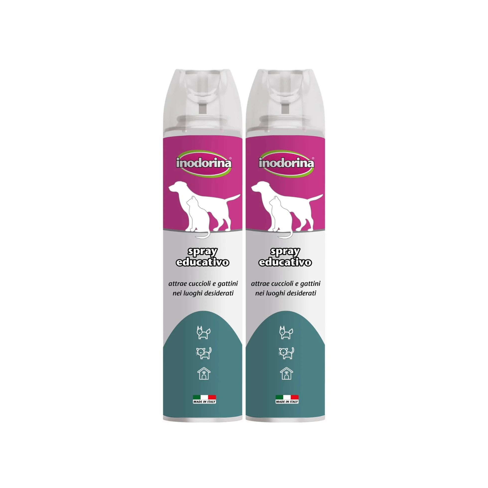 Inodorina, Spray Attrattivo Educativo, Attrae Cuccioli e Gattini nei Luoghi Desiderati, per Uso Interno ed Esterno, 2x300 ml