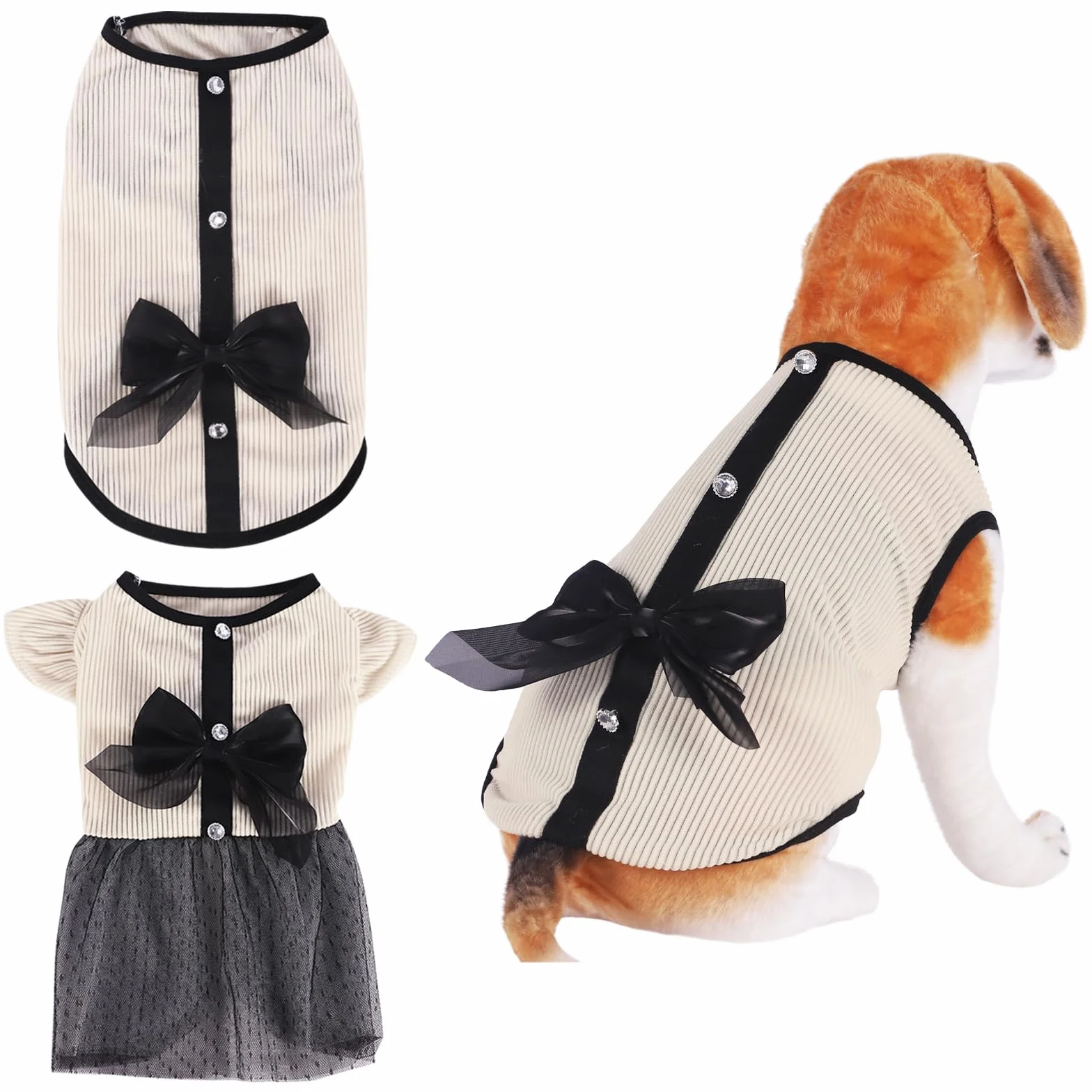 Vestito a tutù con fiocco per cani e gatti, gonna in pizzo vintage, top tank per taglia piccola e media