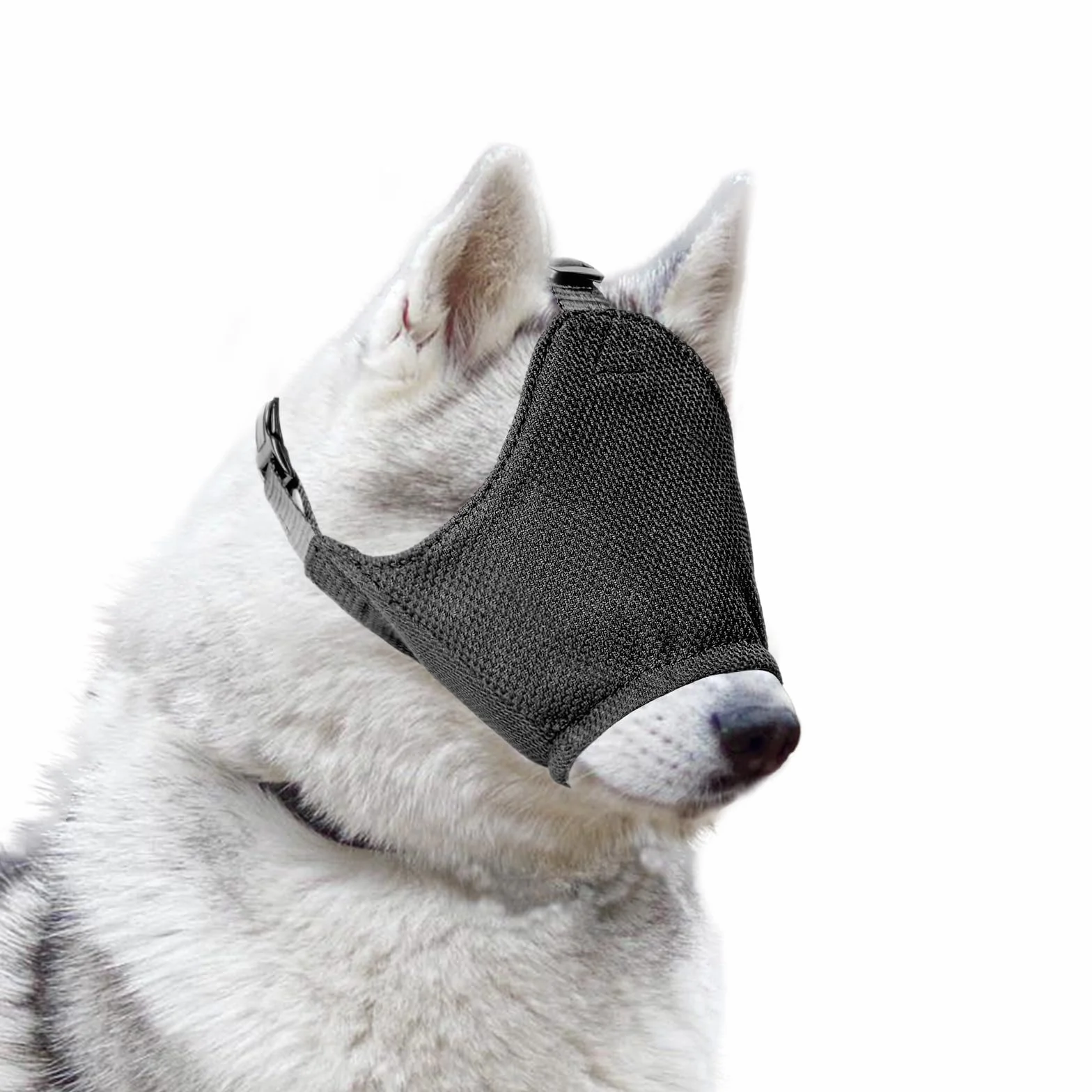 OHCOZZY Museruola per Cani, Maschera per Gli Occhi del Cane con Morbido Tessuto Flessibile, Berretto calmante per Animali Domestici per la toelettatura bendata Contro l'ansia e Il Mal d'auto(L, Nero)