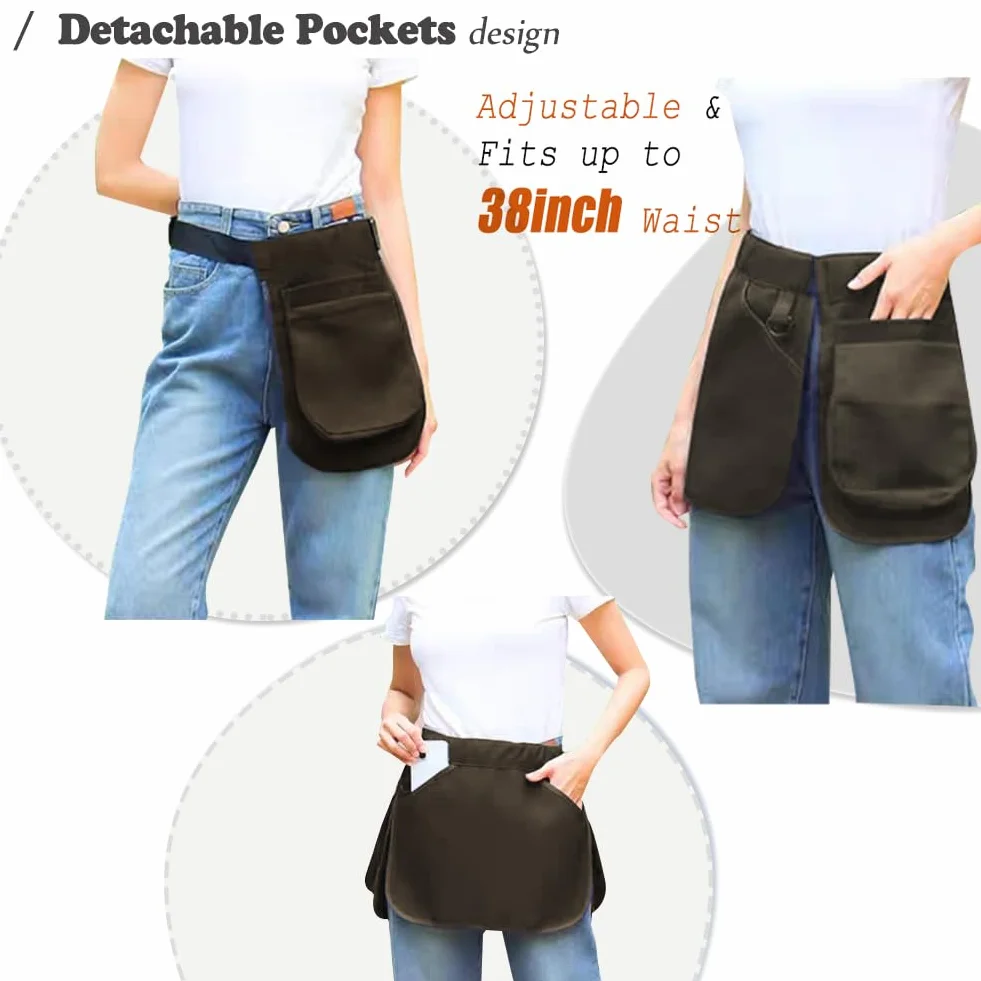 Grembiule da addestramento per cani, con tasche staccabili e cintura regolabile, tasche in vita, per donne e uomini (verde)