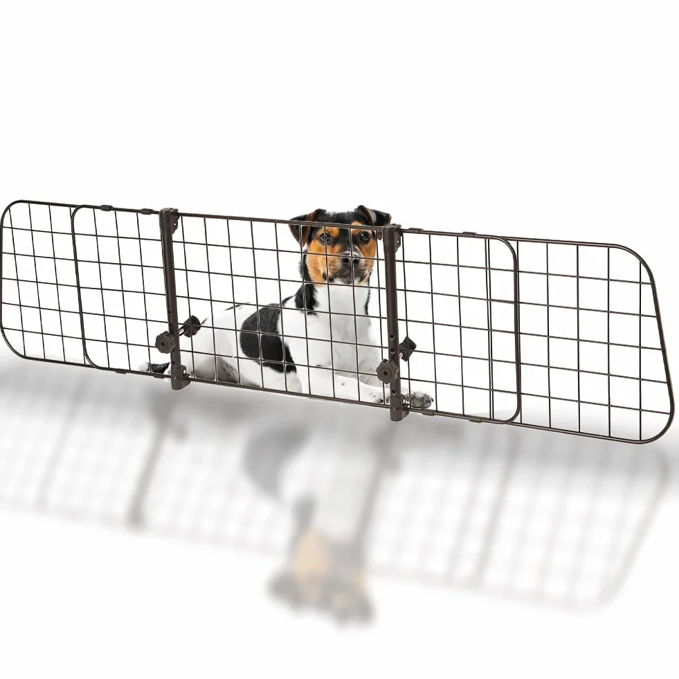 BAKAJI Griglia Divisoria per Cani Universale per Poggiatesta Auto, Rete di Protezione Bagagliaio per Trasporto Animali con Aste Telescopiche Regolabili, Barriera Separatore con Montaggio a Ventosa