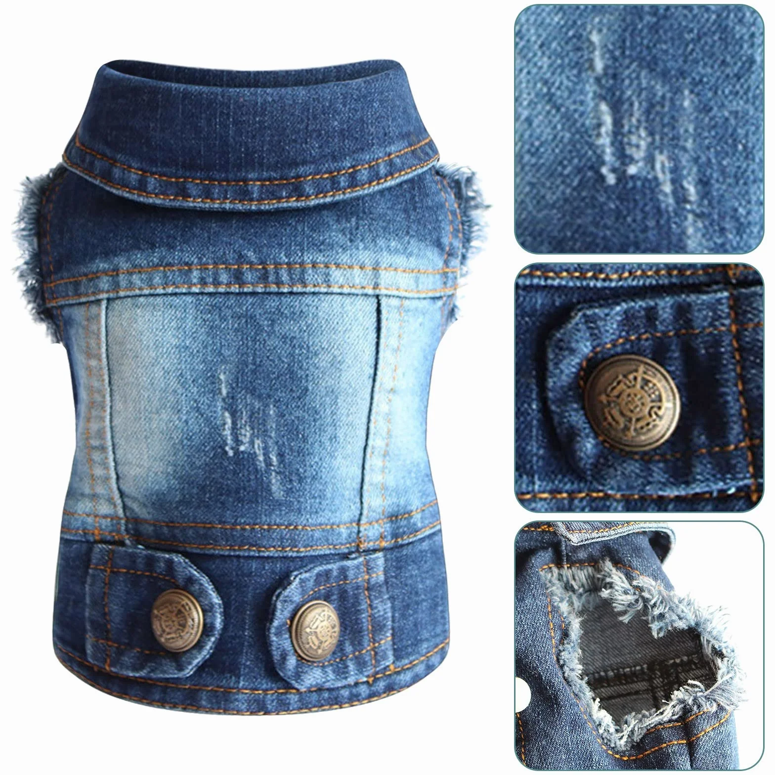 Giacca di Jeans per Cani e Gatti di Piccola e Media Taglia - Alla Moda, Traspirante per Animali Domestici, Barboncino Giocattolo
