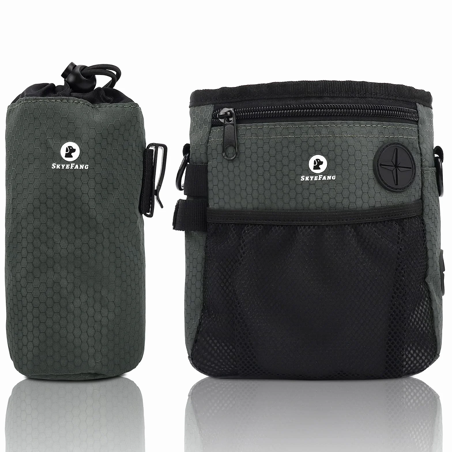 Borsa per dolcetti per Cani,con Borsa per Bottiglie d'Acqua e Dispenser per Sacchetti per Cacca incorporati per addestramento degli Animali Domestici e Porta Giocattoli