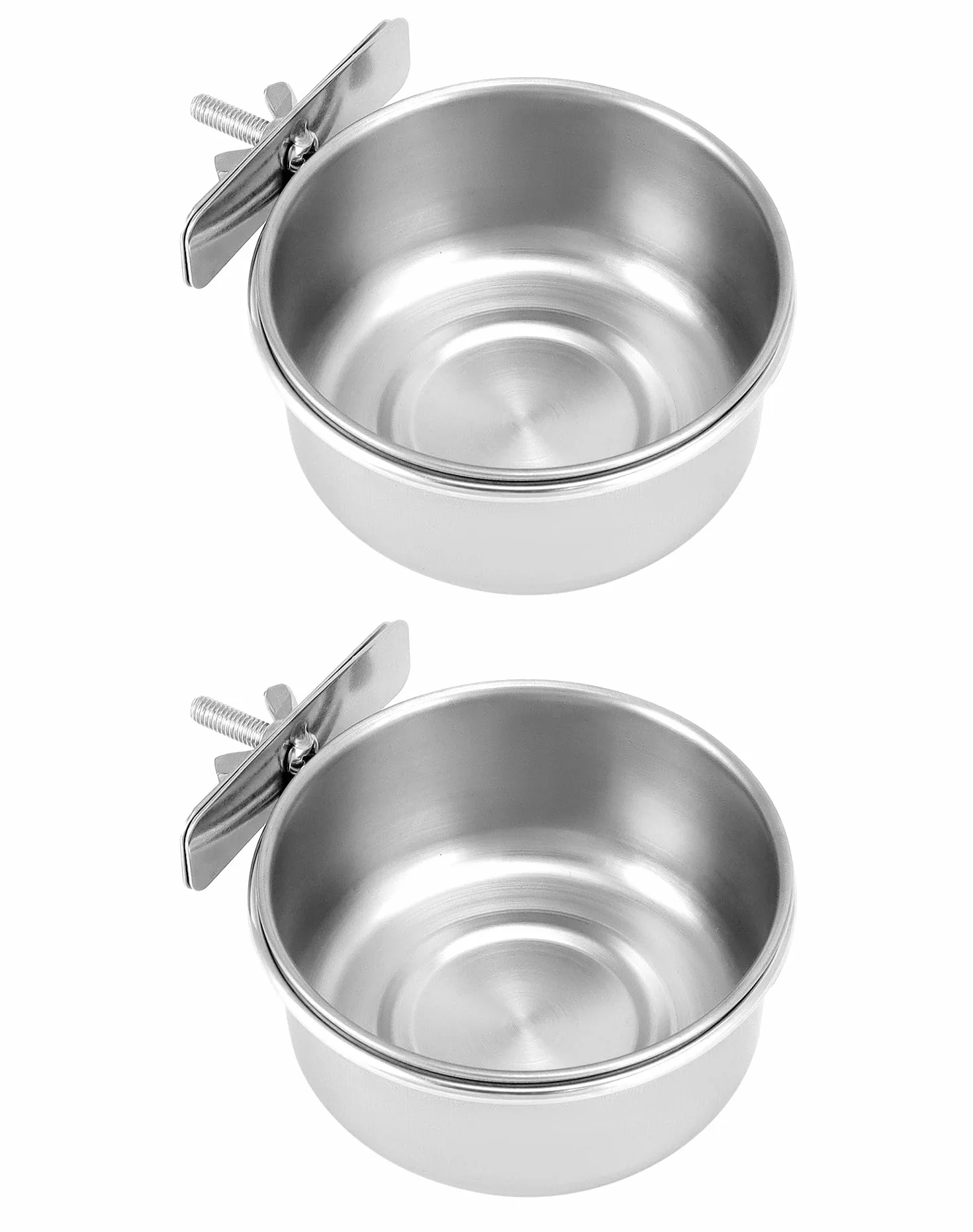 QWORK® Set di 2 Ciotole per Uccelli in Acciaio Inox, Accessori per Pappagalli e Piccoli Animali Domestici (10X4.5 cm)