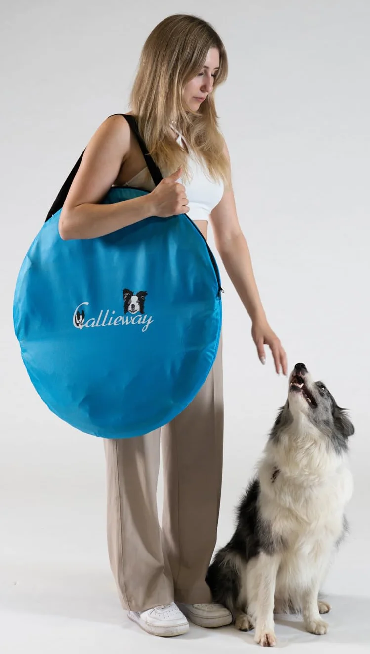Callieway Hoopers Agility Barrel – Tonnella/barile per addestramento del cane (confezione doppia, blu) | Leggero, stabile e pesante | Include borsa per il trasporto | Agility Parcours per cani | Blu