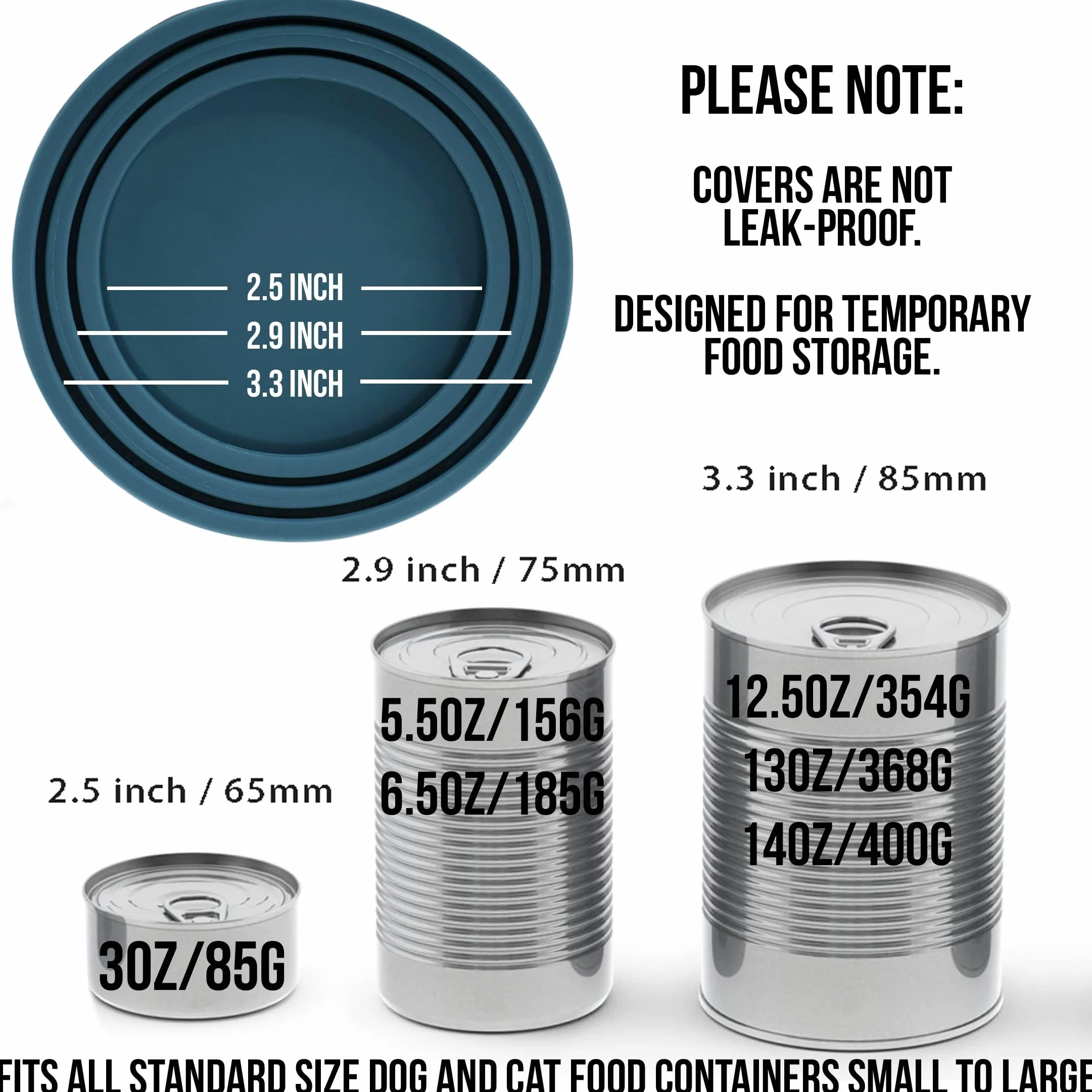OHMO Coperchi Universali in Silicone per Alimenti per lattine per animali domestici, Adatti per lattine per alimenti per animali domestici, Senza BPA, Confezione da 3, Blu