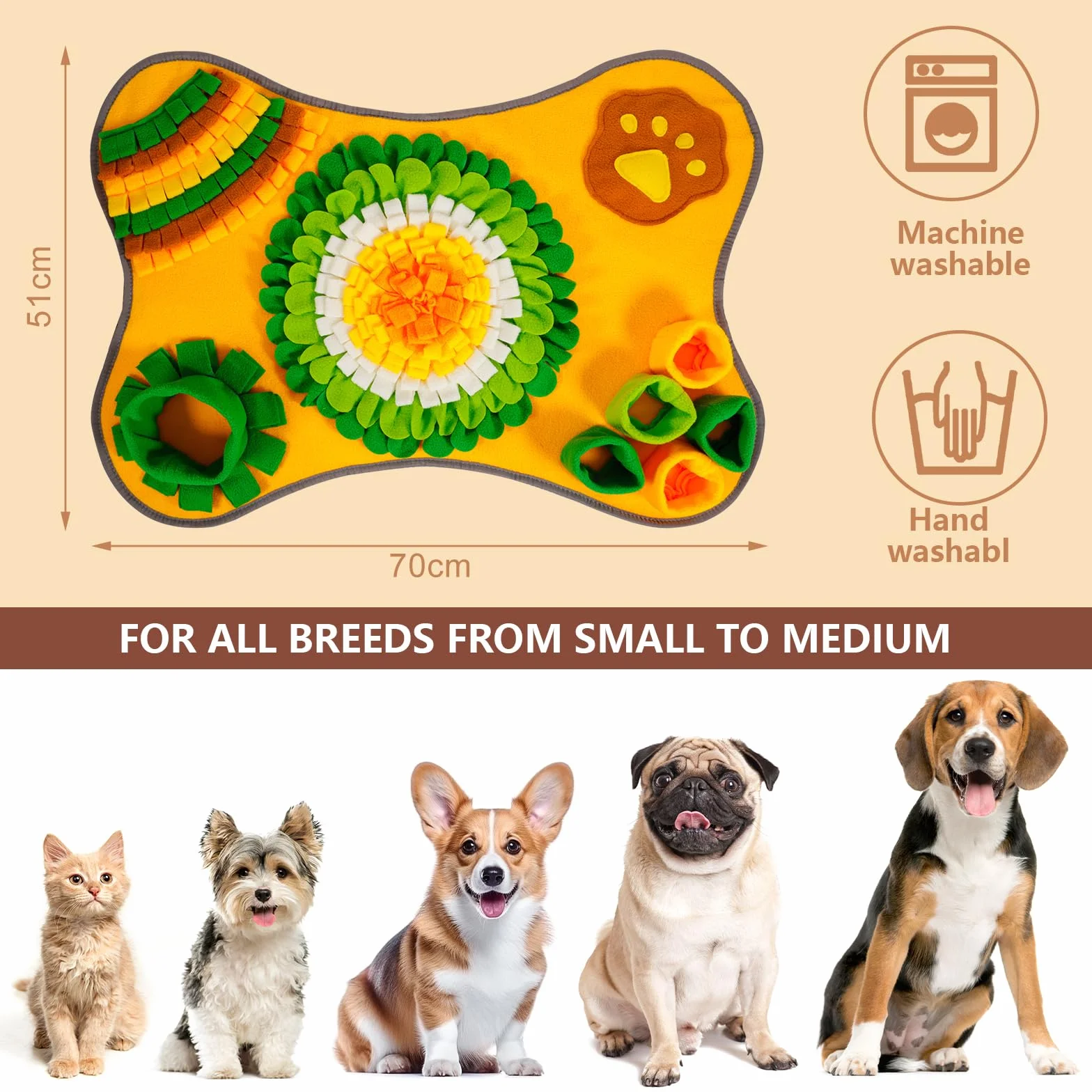 Tappeto Olfattivo Cane,Tappetino Olfattivo Cane,Lavabile Pieghevole Sniffing Fun Mat,Il Tappetino Olfattivo per Cani Che Stimola Il Gioco e l'Addestramento Interattivo.