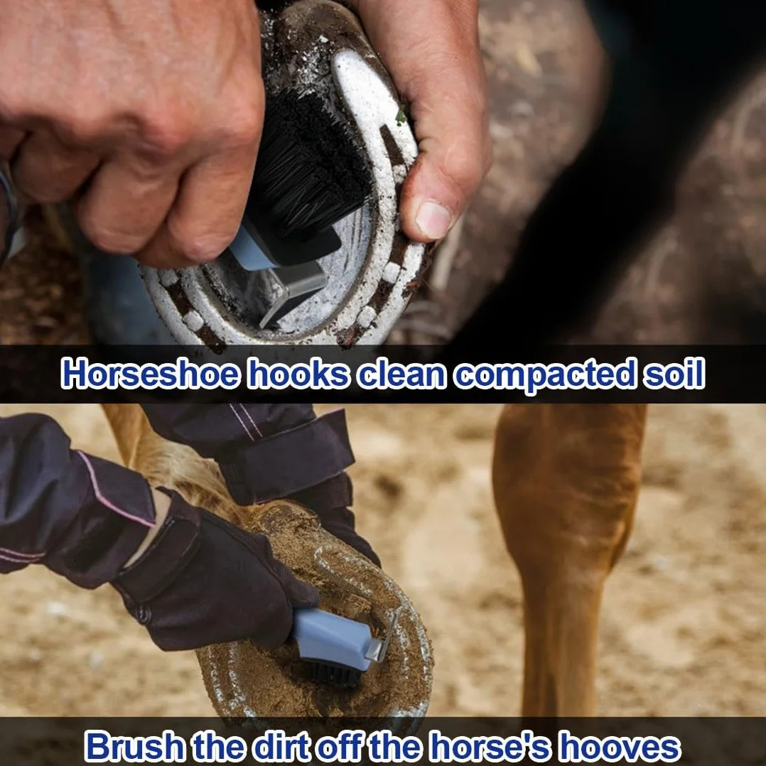 2 pcs Raschietto per Zoccoli di Cavalli, Capre e asini, con Spazzola Estremamente Stabile e Impugnatura Ergonomica, Cavalli all'Usura Cura del Cavallo per Zoccoli di Cavalli capre e Asini