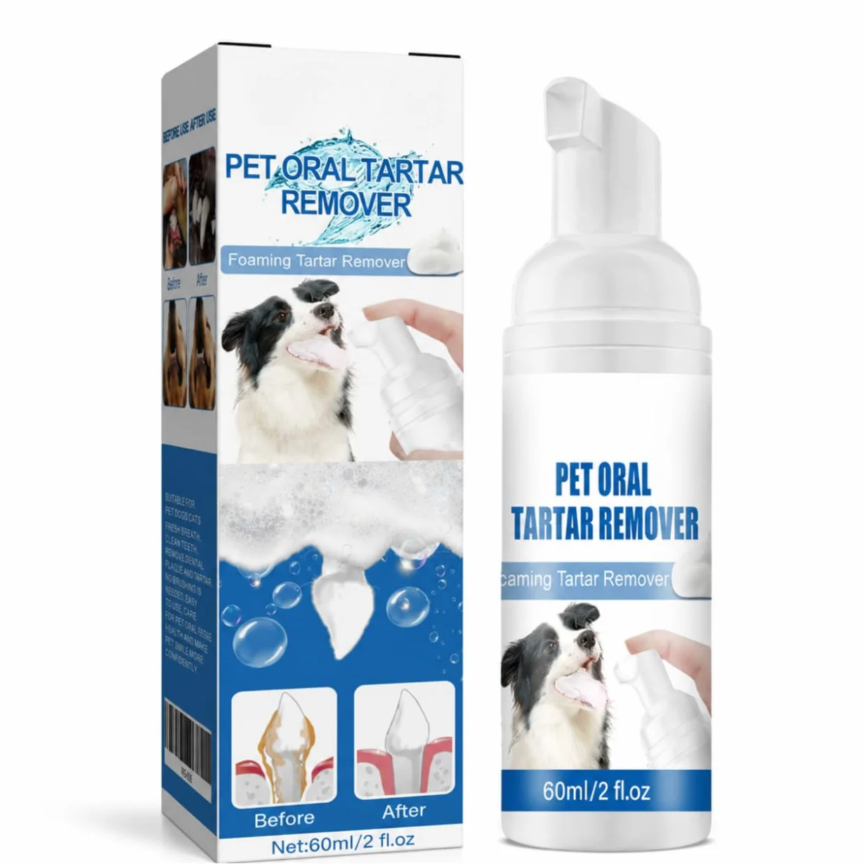Pet Oral Tartar Remover Spray, Foaming Dental Care for Dogs and Cats, Daily Oral Cleaner for Fresh Breath (1pcs)