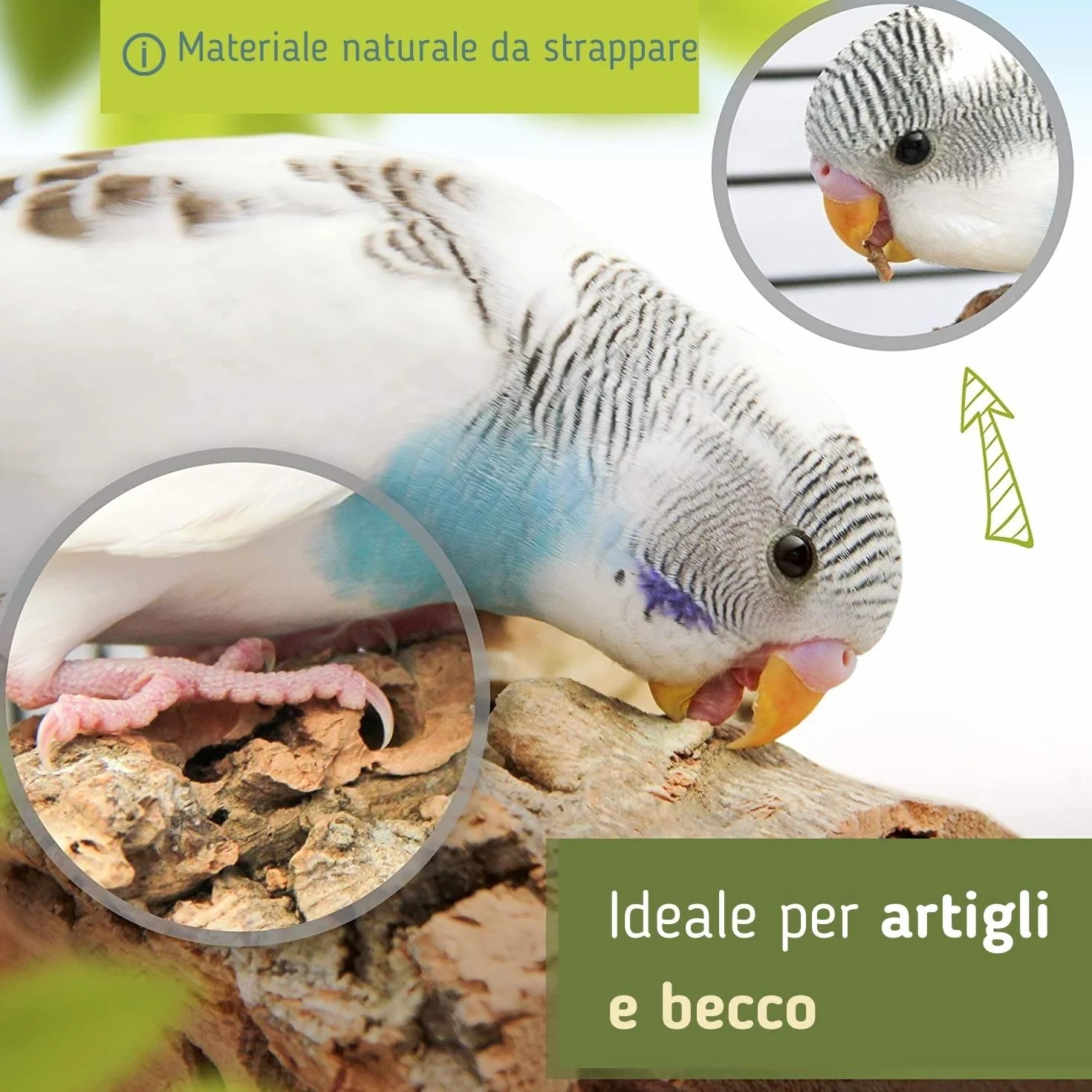 Posatoio piccolo per uccelli – Accessori sani per pappagallini, fatti a mano in sughero