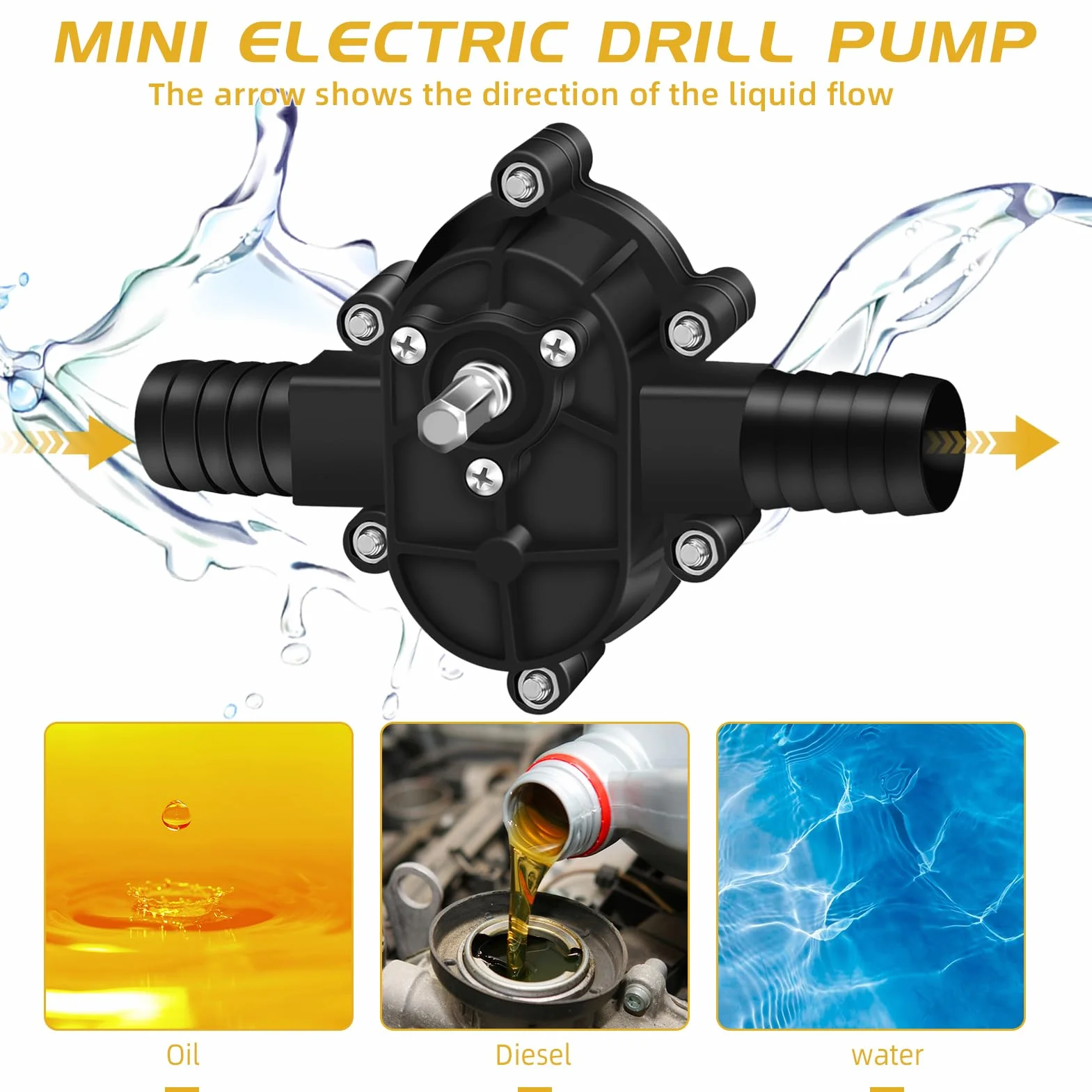 Mini pompa per trapano elettrico portatile Pompa per acqua alimentata a mano Pompa per acqua manuale,Pompe di trasferimento autoadescanti a mano per olio fluido diesel