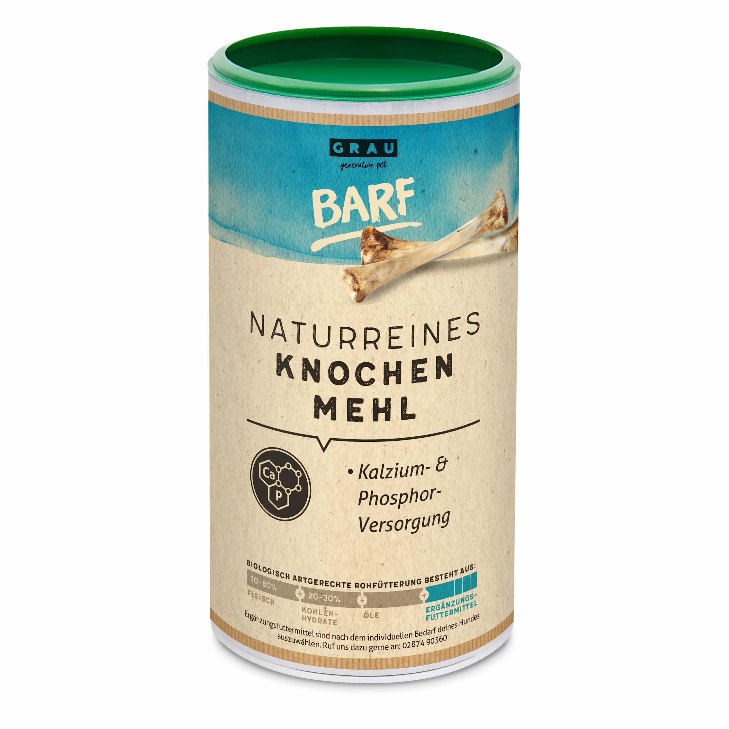 GRAU farina di ossa naturale 100% manzo calcio ossa articolazioni 800 g alimento complementare cani gatti