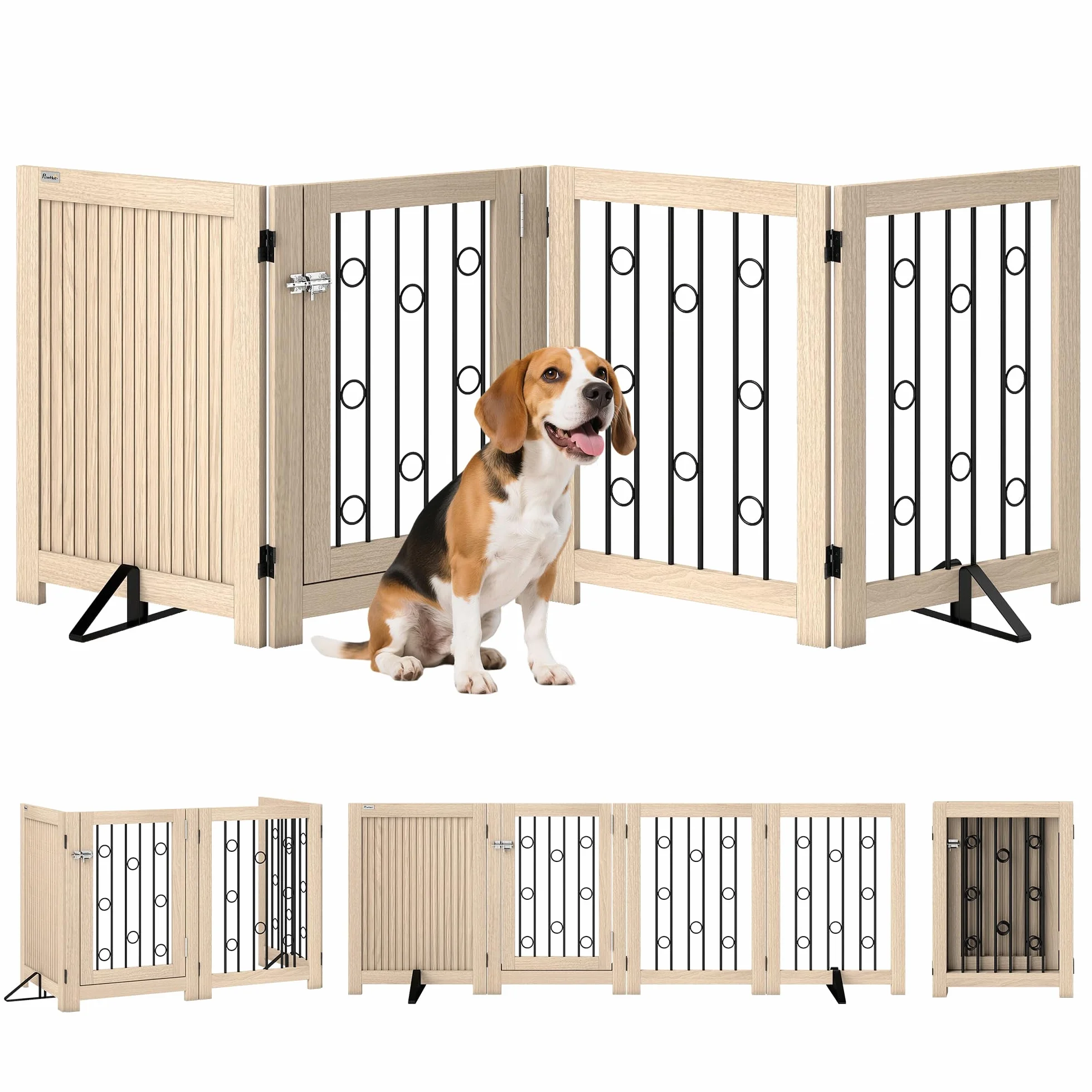 PawHut Recinto barriera per cani autoportante pieghevole 70 x 205 cm con porta e serratura