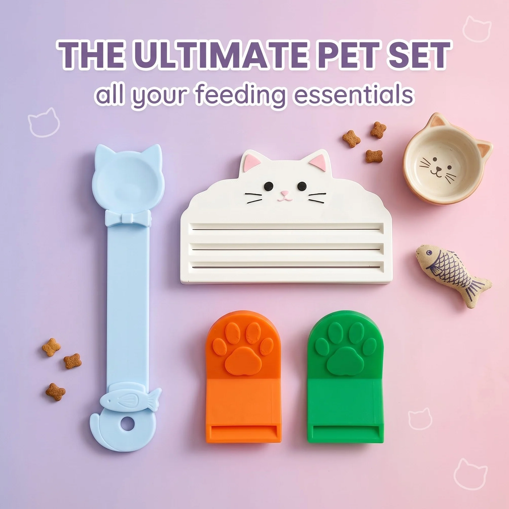 Contenitore Crocchette Cane, Cucchiaio Multifunzionale per Cibo Gatti, Adatto a Cibo Umido, Snack Leccabili e Snack Liquidi, Riduce Sprechi Alimenti e Mantiene Le mani Pulite
