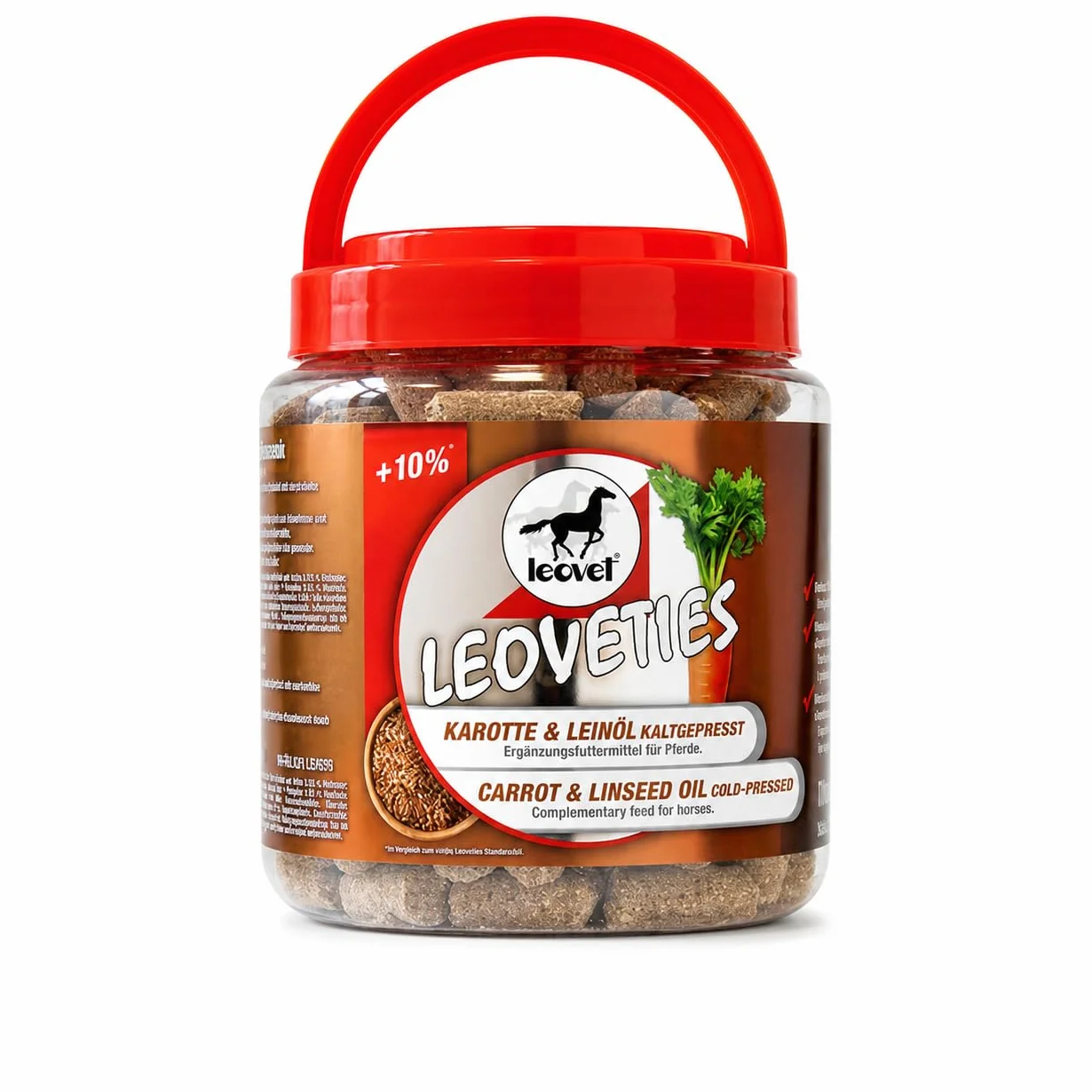 Leovet Leoveties Carota & Olio di Lino spremuto a Freddo 1,1 kg Alimento complementare per Cavalli
