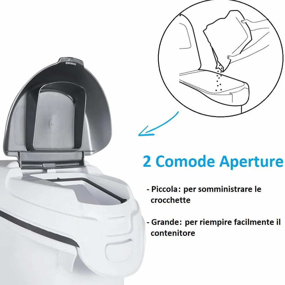 PALUPLUS Contenitore per Crocchette per Gatti, misura 23x51x50 cm, Porta crocchette con Coperchio, Chiusura Ermetica Antiodore, per Cibo Secco, Capacità 23 Litri -775C (10 kg)