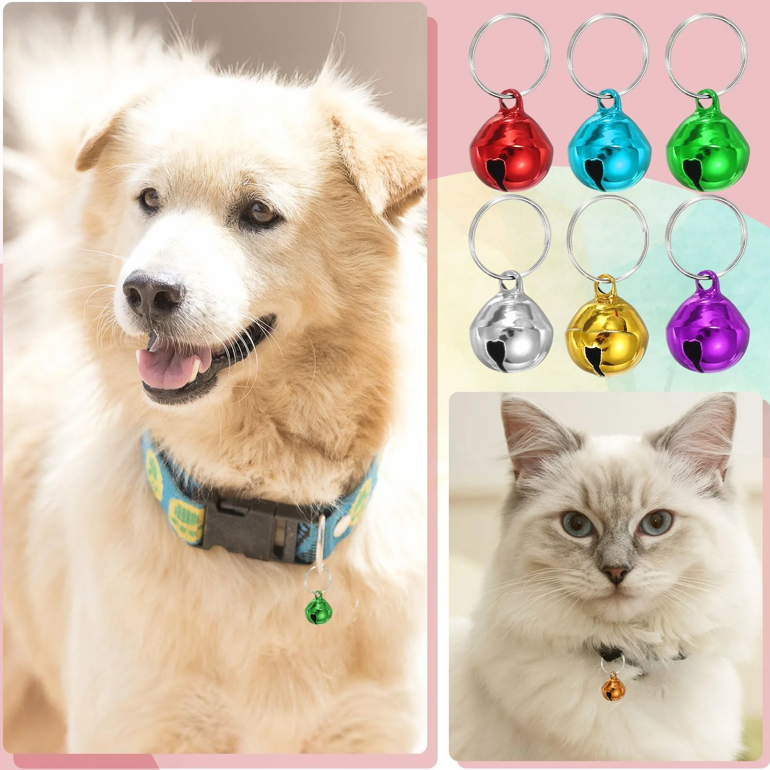 PATIKIL 24 Campanellini Per Cani Mini Campanelli Per Gatti Campanellini Per Collari Di Animali Domestici Portachiavi Carini Confezione Di Metallo Sonagli Forti Per Albero Di Natale Rosso