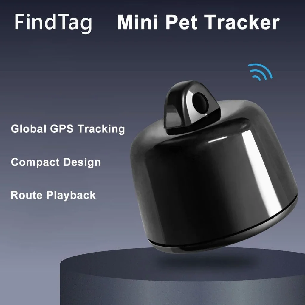 Mini GPS Tracker per Animali Domestici, Localizzatore Leggero Impermeabile per Cani, Gatti e Uccelli, Monitoraggio in Tempo Reale per iOS e Android