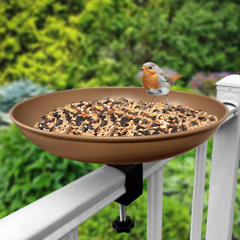 Oneshlee Abbeveratoio per uccelli, balcone, ringhiera, resistente all'inverno, bagno per uccelli da giardino