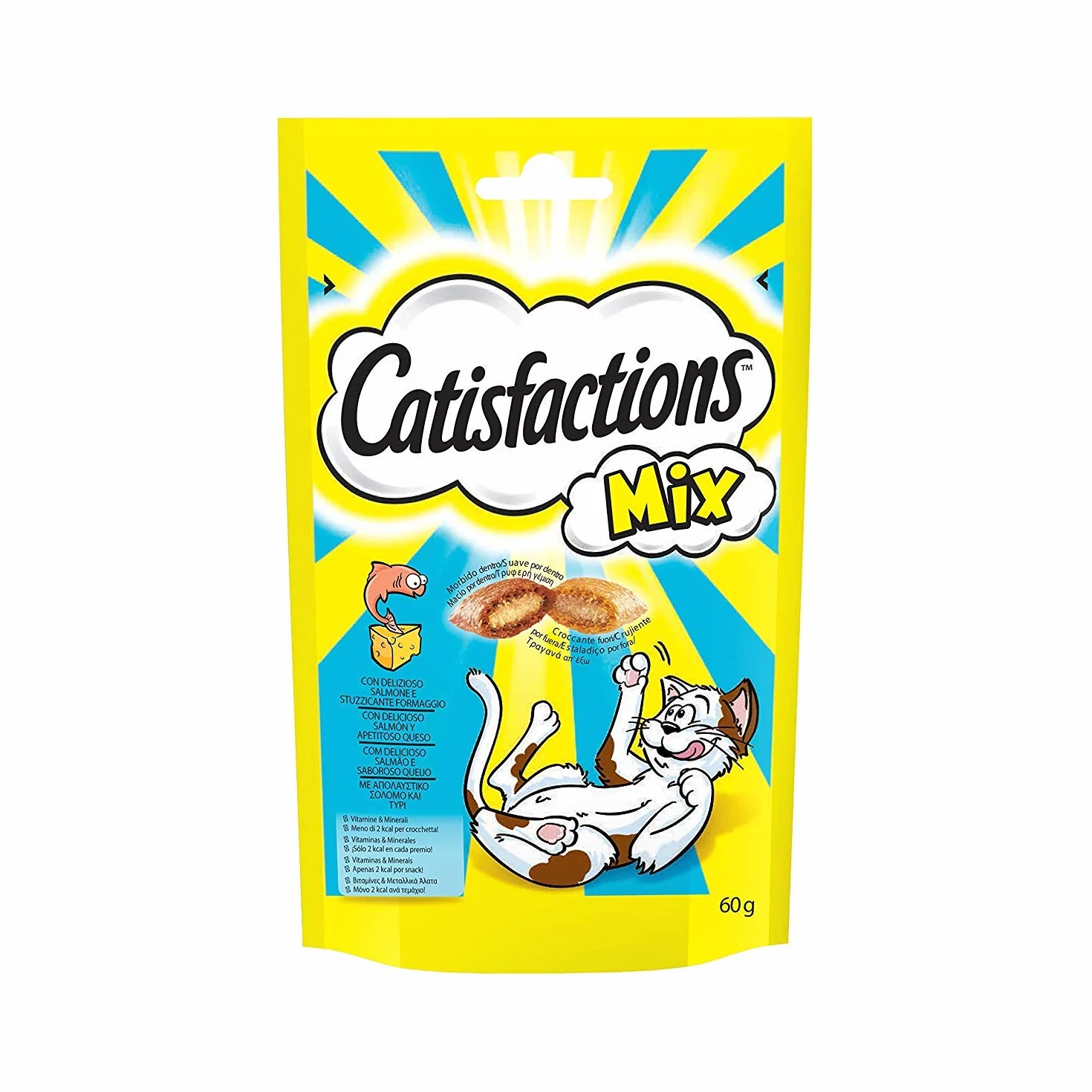 Catisfactions Mix Snack per Gatto Salmone e Formaggio, 6 x 60 g