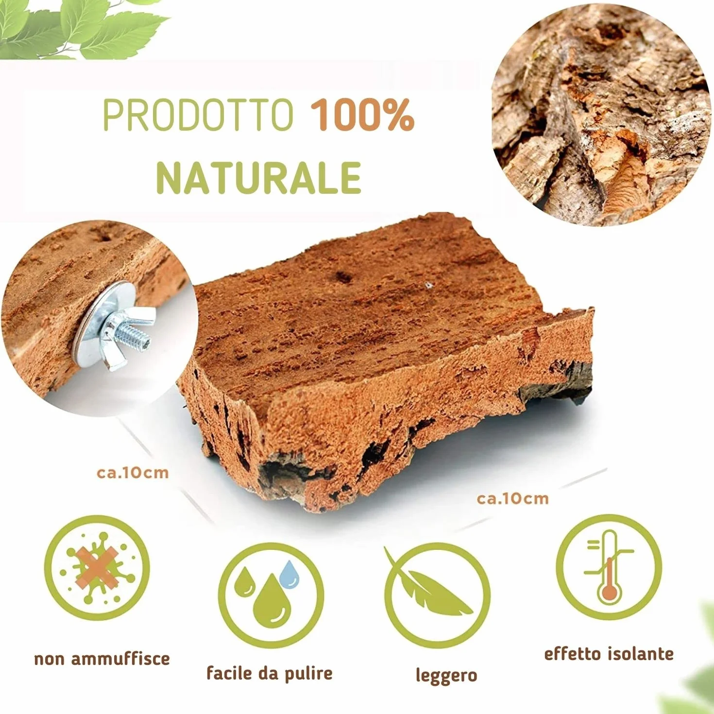 Posatoio piccolo per uccelli – Accessori sani per pappagallini, fatti a mano in sughero