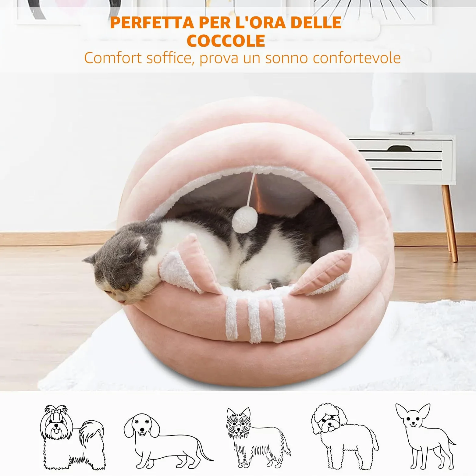 PETCUTE Cuccia per Gatti,Letto per Cani,Caldo Morbido Peluche Cuccia Gatto Cane per Grande Media Piccola Cani e Gatti,Lavabile Cuscino Letto di Gatto con Fondo Antiscivolo