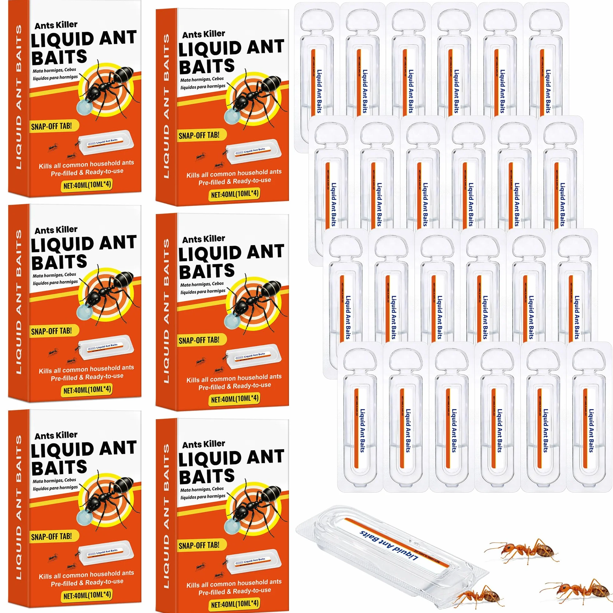 6 esche in gel per formiche, per il monitoraggio delle formiche, inodore, sicuro per animali domestici, pronto all'uso, per casa e giardino (24 pezzi)