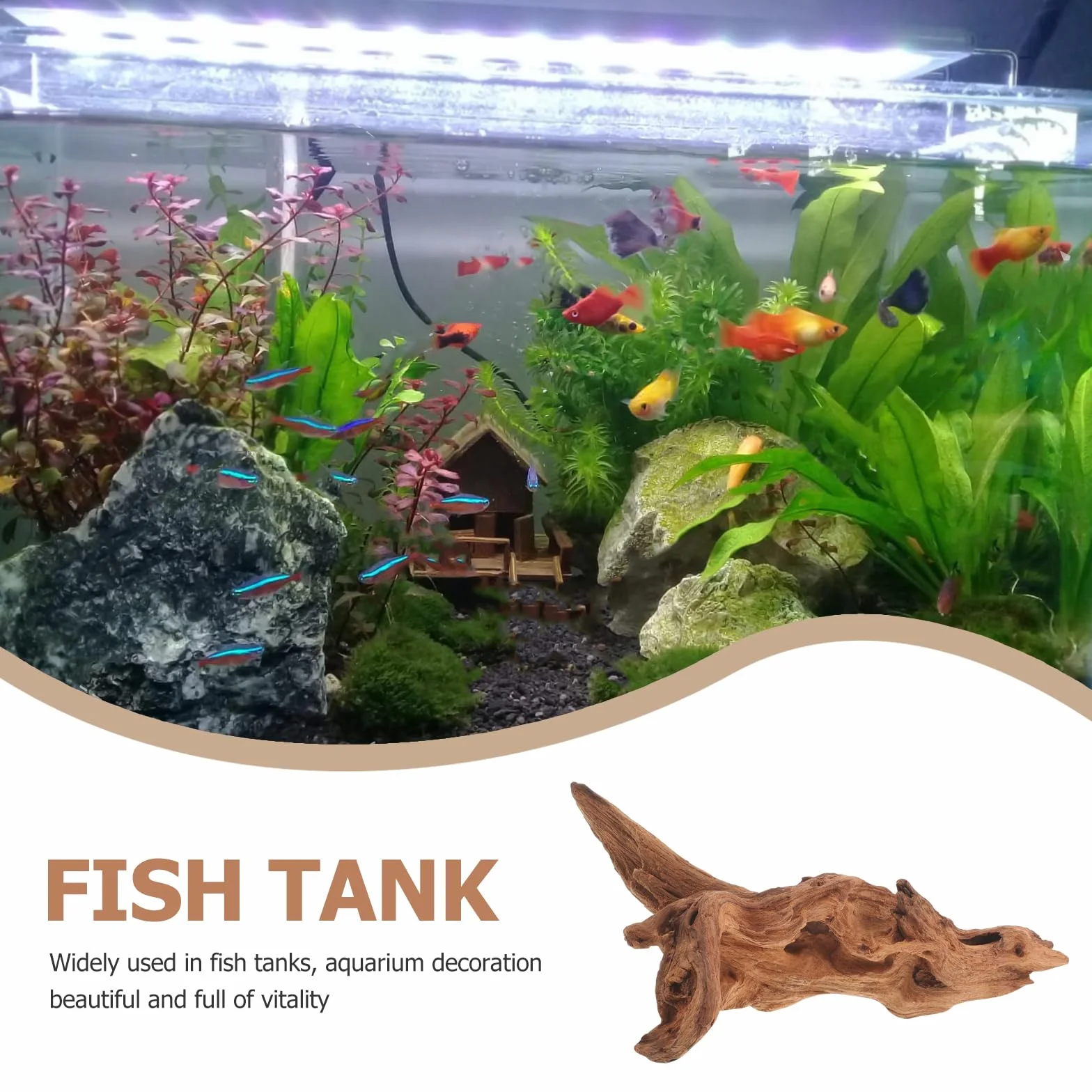 FOMIYES Legno sommerso per acquario, legno di mangrovie naturale, per acquari, legno morto per acquari, decorazioni in legno, ananas e legno morto ornamenti in legno