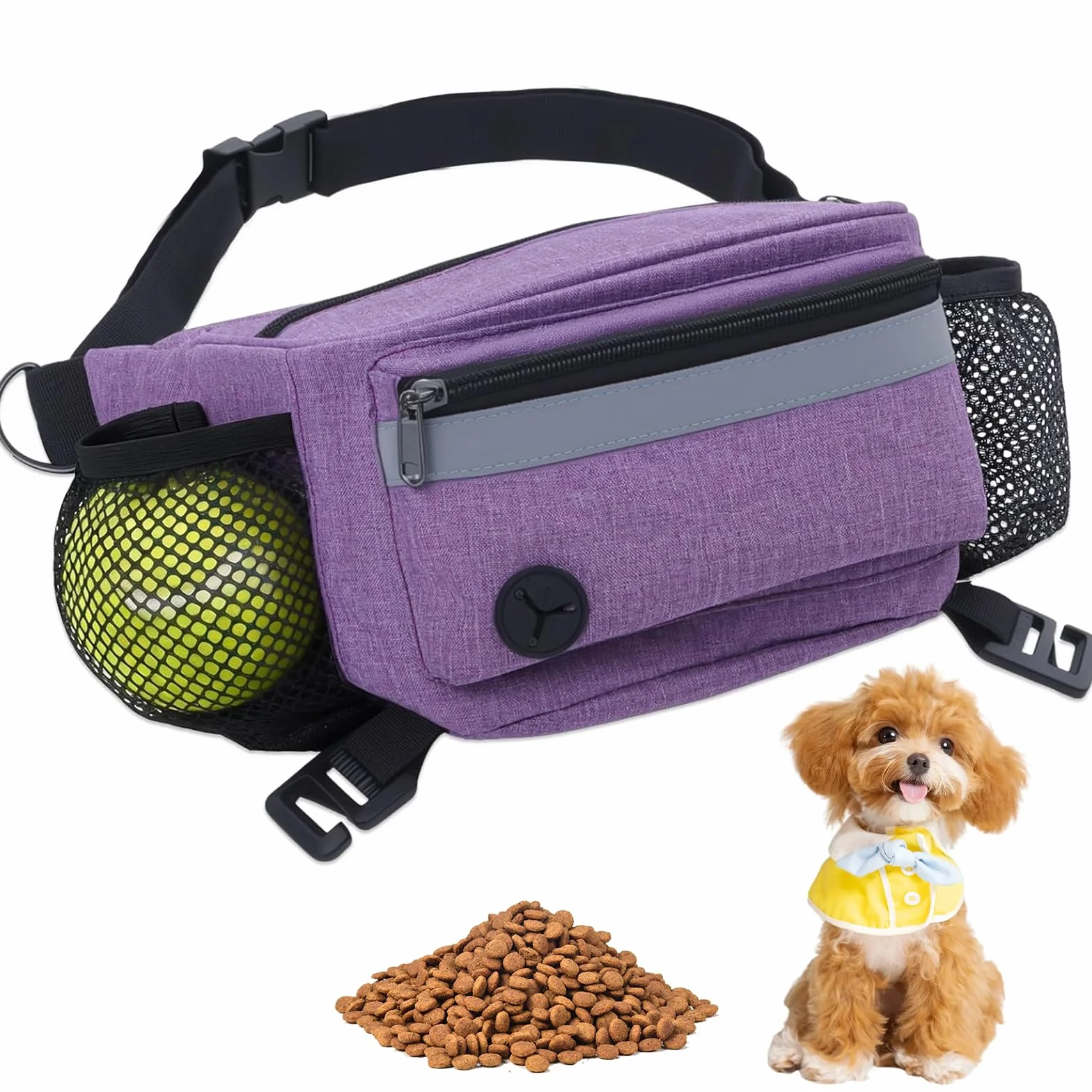 FIVAVA Borsa Multifunzione per Cani, Borsa per Cani – Marsupio per Accessori per Cani, Dispenser di Sacchetti e Robusta Sacca per Cani (Viola)