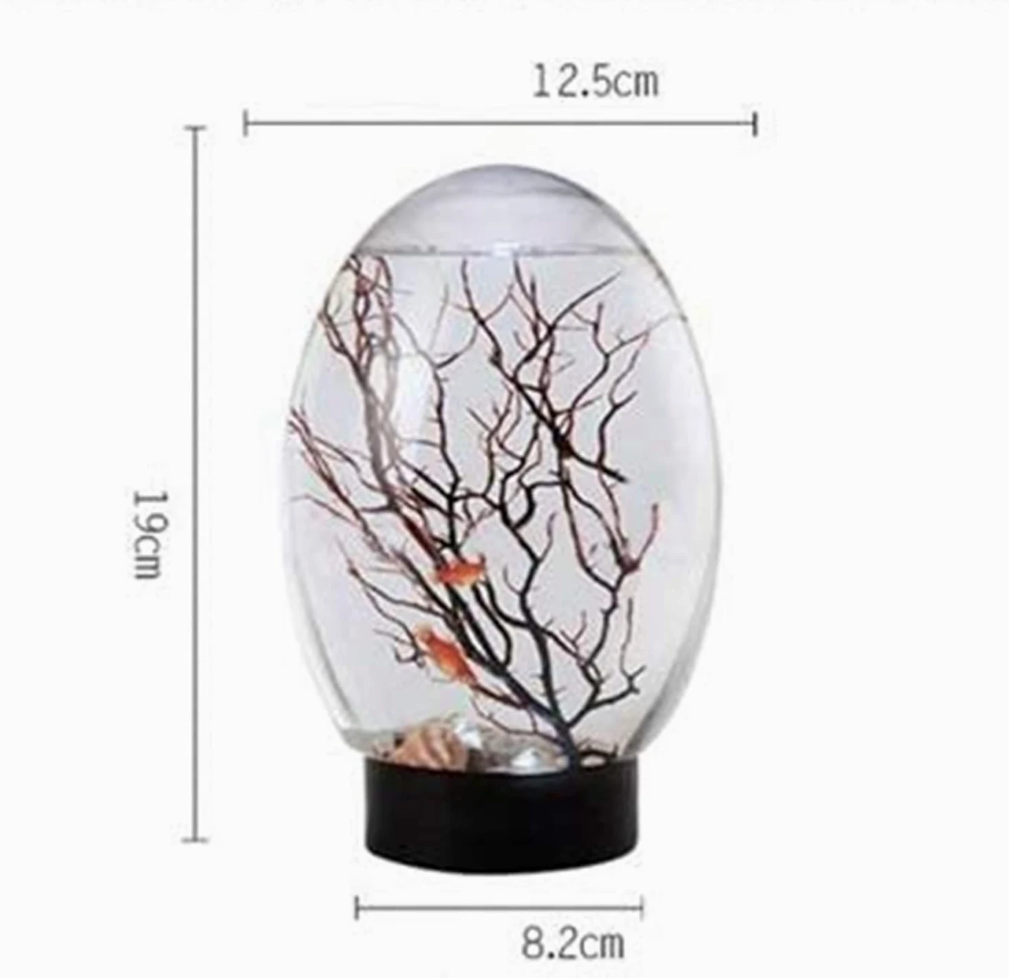 Acquario desktop con ecosistema acquatico chiuso, ecosfera per acquario piccolo, con illuminazione a LED, albero di ferro marino, conchiglia