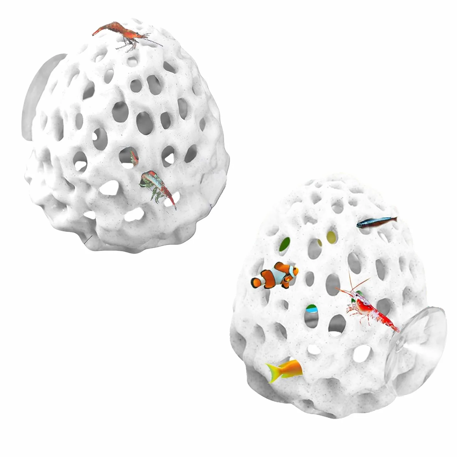 2 Pezzi Nascondiglio Per Pesci Betta, Nascondiglio Per Gamberetti in Plastica, Casetta Per Gamberetti, Per Piccoli Pesci, Gamberetti e Guppy Dove Nascondersi e Riposare, Bianco