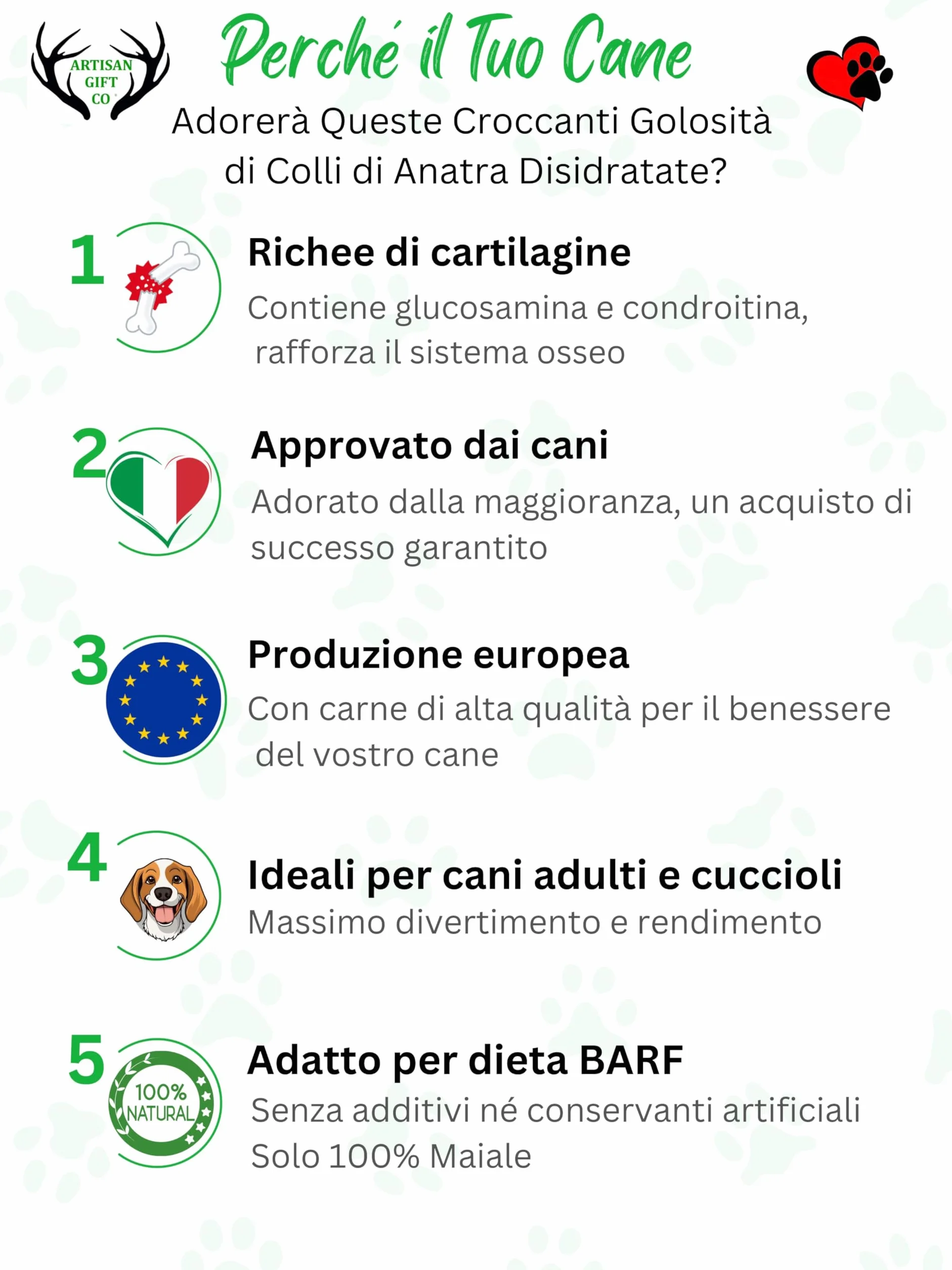 Collo di Anatra per Cani, 1 kg | Snack Naturale Essicato per Cani e Cuccioli