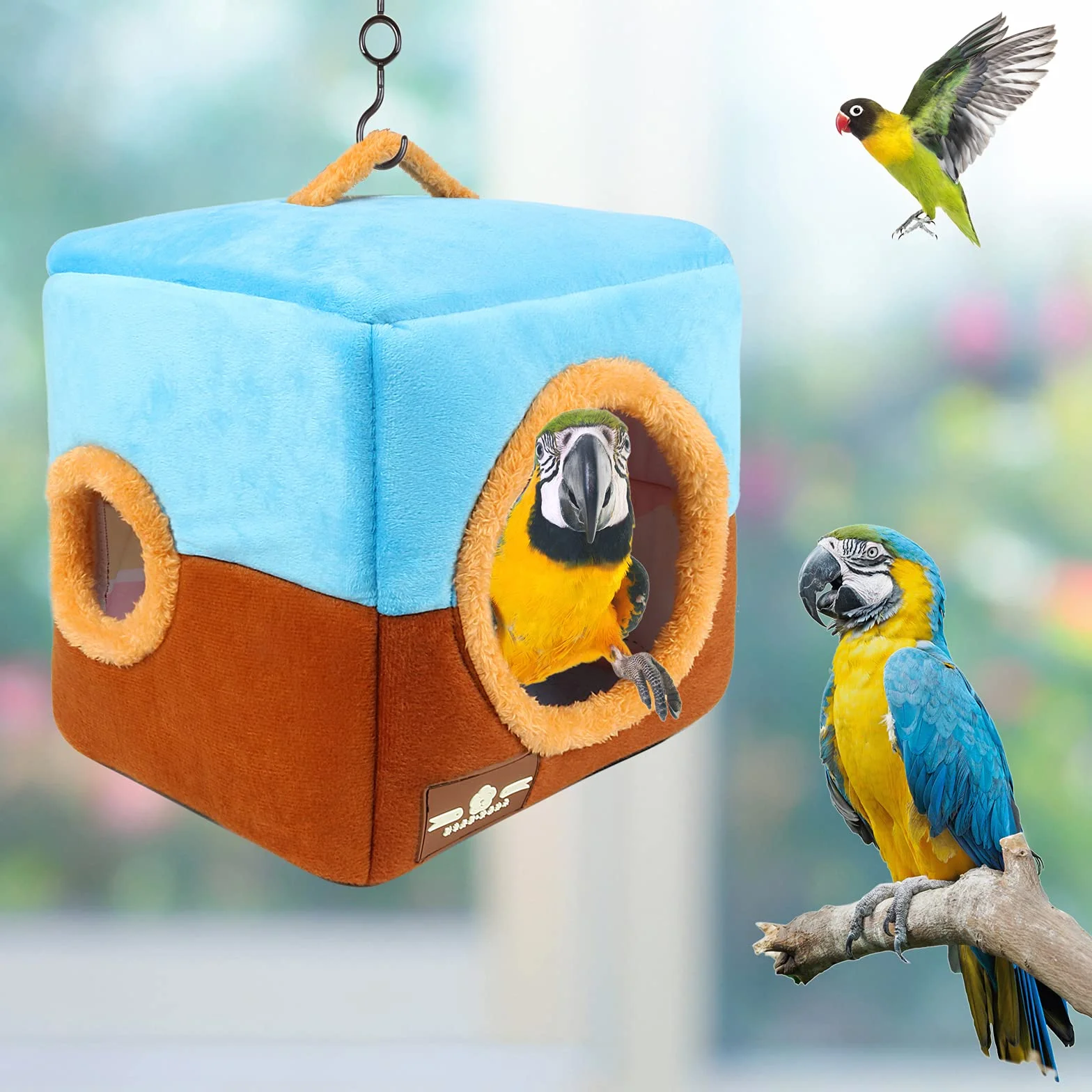 Casetta per pappagalli di grandi dimensioni, per l'inverno, calda, da appendere, per uccelli, gabbia, grotta, letto per uccelli grandi, pappagalli amazzonici, cacatua grigi africani