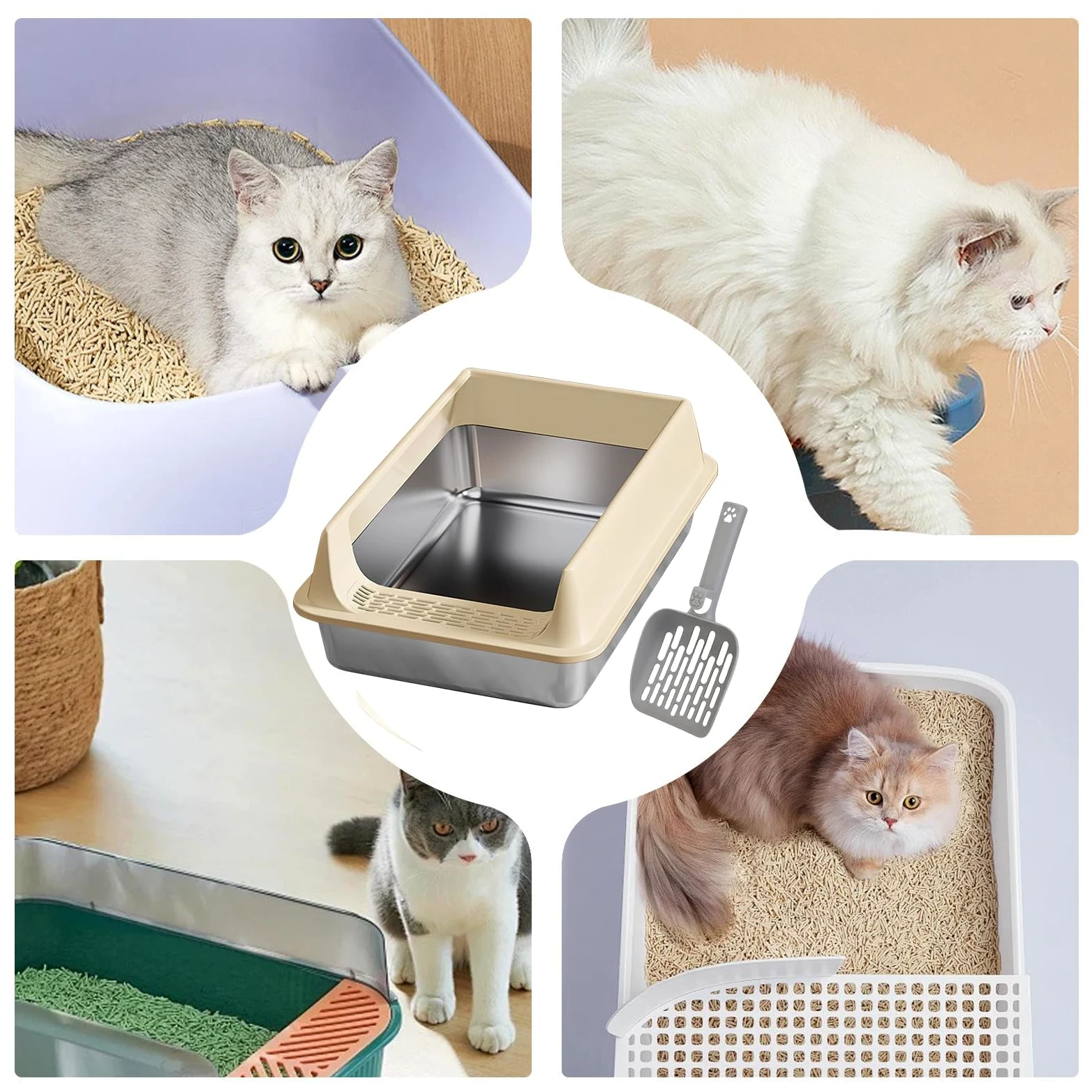 Lettiere per Gatti di Animali Domestici Antiaderenti Facili da Pulire | Lettiera Cuccioli con Pareti Alte e Animali Domestici Piccoli Grandi Appartamento