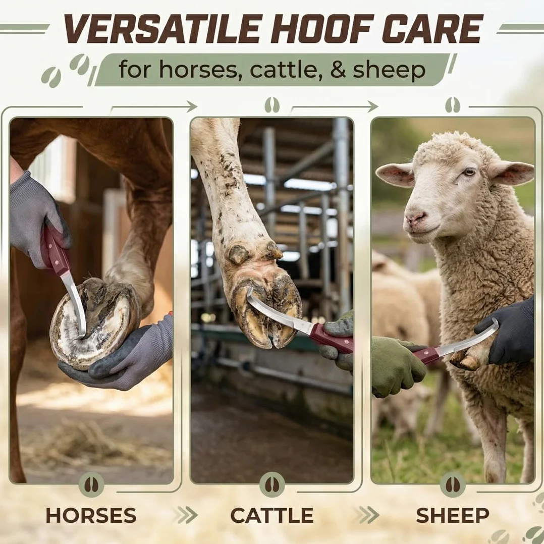 Attrezzo per Rifilare Zoccoli per Cavallo, Coltello per Zoccoli Premium, Coltello per Zoccoli a Doppio Bordo Lama a Doppia Faccia Mano Destra per Rifilatura