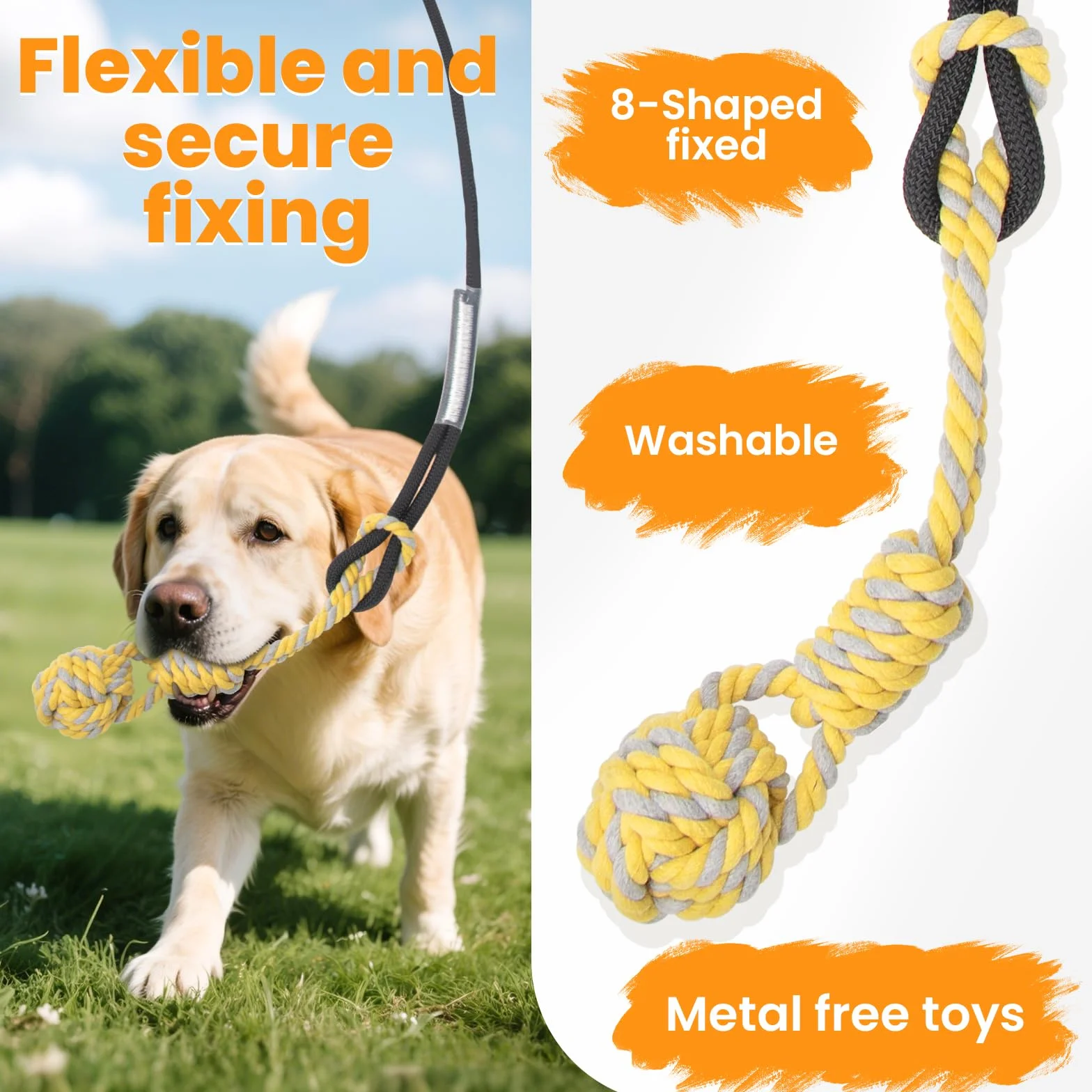 Ycozy Flirt Pole Cane 103cm, Cane Teaser Palo, Bacchetta Da Teaser Allungabile, Corda Giocattolo Interattivo All'Aperto per Cani Piccola/Media/Grandi Allenamento Esercizio Di Gioco
